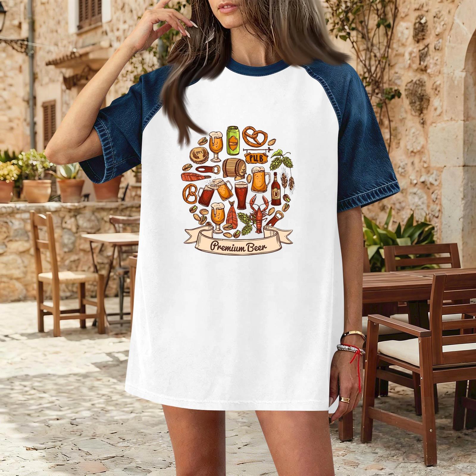 Women s Casual Denim Patchwork Short Sleeve T-Shirt Oktoberfest Print Comfortable Loose Fit Top for Everyday Wear XL білий
Women s Casual Denim Patchwork Short Sleeve T-Shirt Oktoberfest Print Comfortable Loose Fit Top for Everyday Wear XL білий
