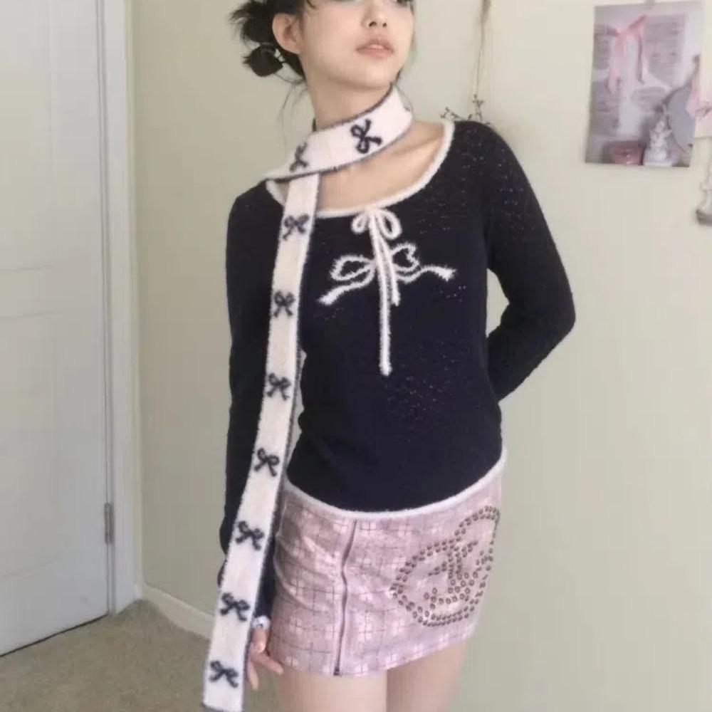 Slender Bow Knitted Neckerchief Warmer Color Blocked Neck Cover Y2k Double-sided Scarf Girls Style4
Slender Bow Knitted Neckerchief Warmer Color Blocked Neck Cover Y2k Double-sided Scarf Girls Style4
