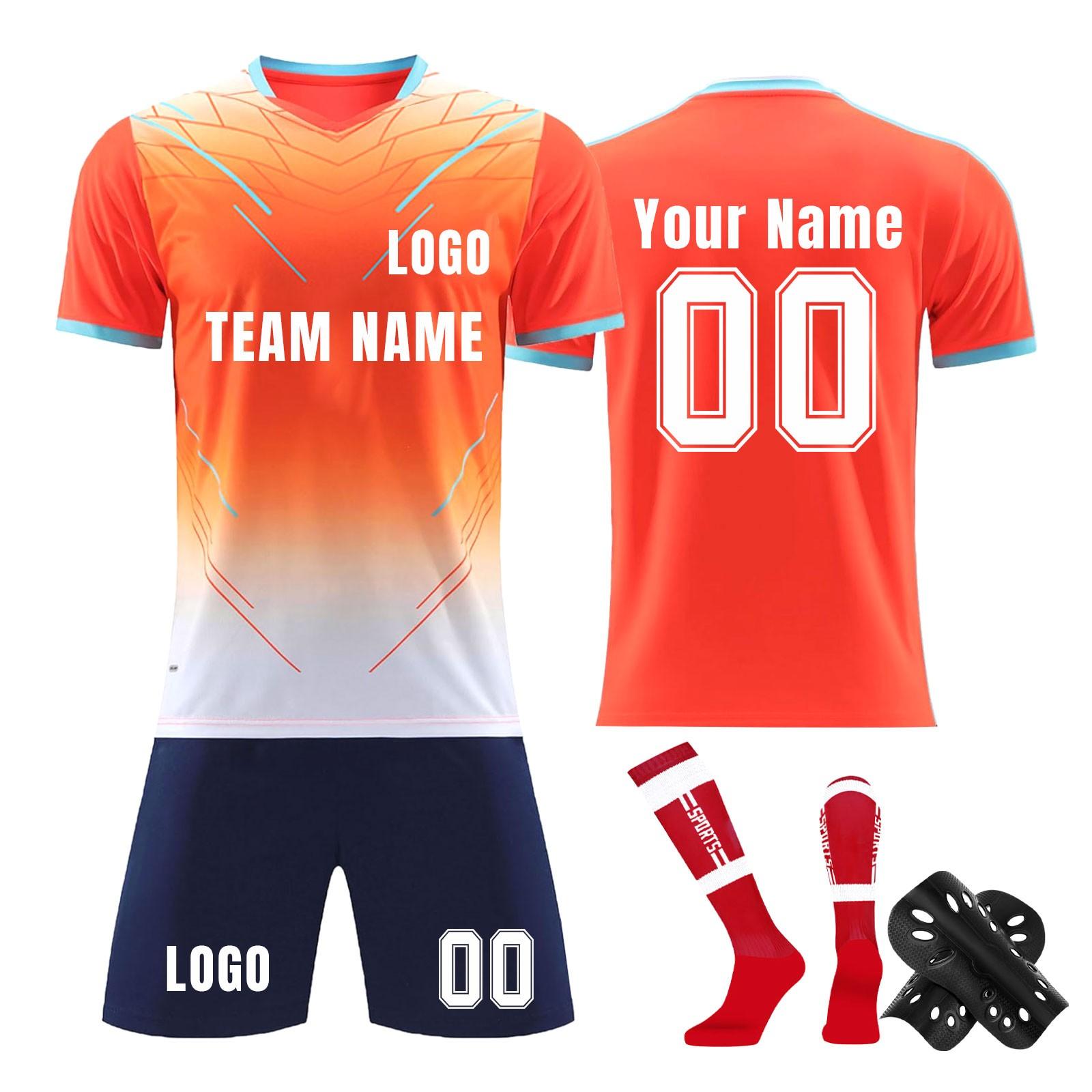 Комплект персонализированных рубашек для мужчин и девочек с именем и номером, футбольные майки на заказ для мальчиков, тренировочный костюм M оранжевый