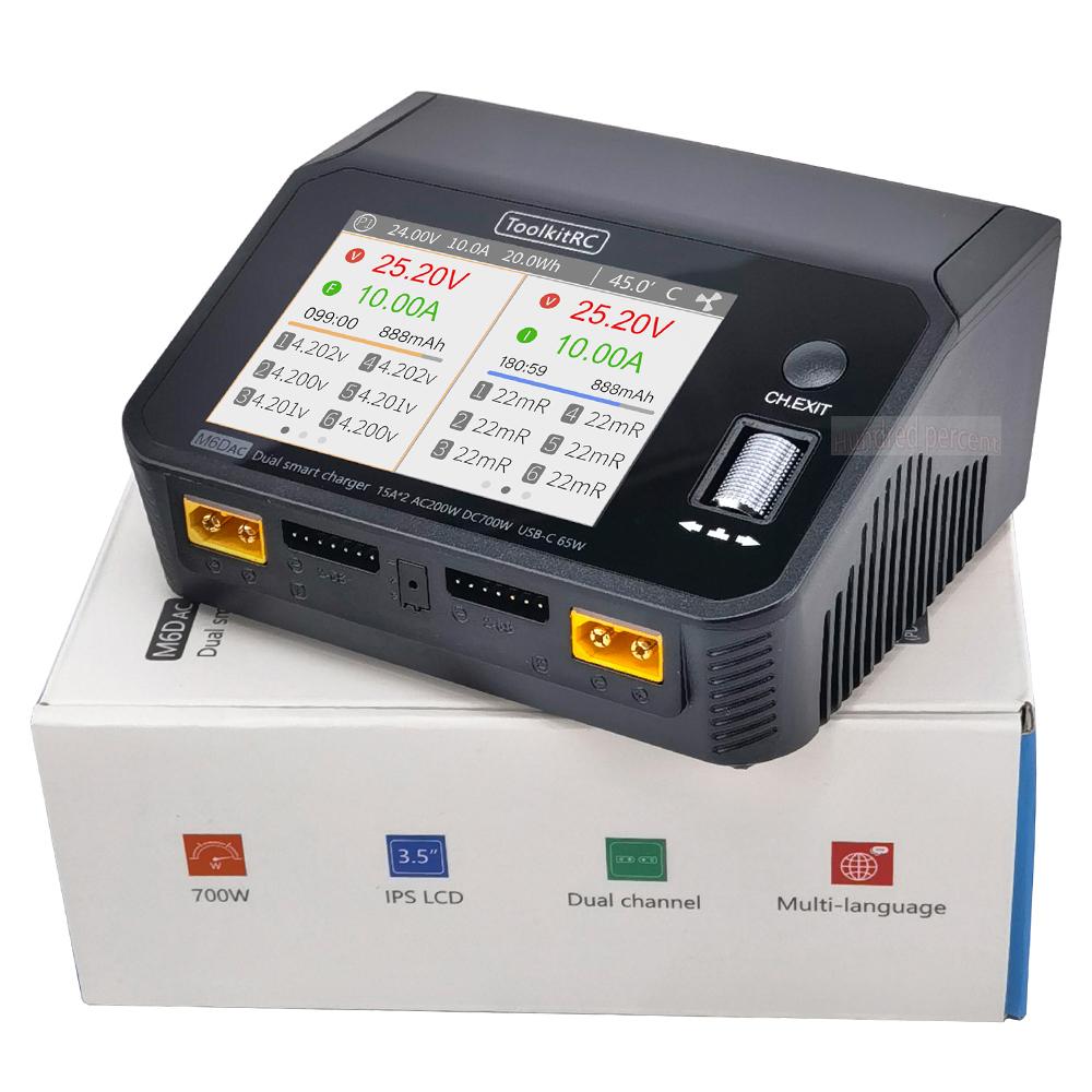 M6DAC Dual Channel Smart Lipo Battery Charger Discharger AC 200W DC 350WX2 15A for 1-6S LiHV PD 65W
M6DAC Dual Channel Smart Lipo Battery Charger Discharger AC 200W DC 350WX2 15A for 1-6S LiHV PD 65W