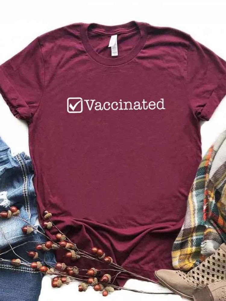 Vaccinated Letter Print Women T Shirt Short Sleeve O Neck Loose Women Tshirt Ladies Fashion Tee Shirt Tops Camisetas Mujer XXXL кларет
Vaccinated Letter Print Women T Shirt Short Sleeve O Neck Loose Women Tshirt Ladies Fashion Tee Shirt Tops Camisetas Mujer XXXL кларет