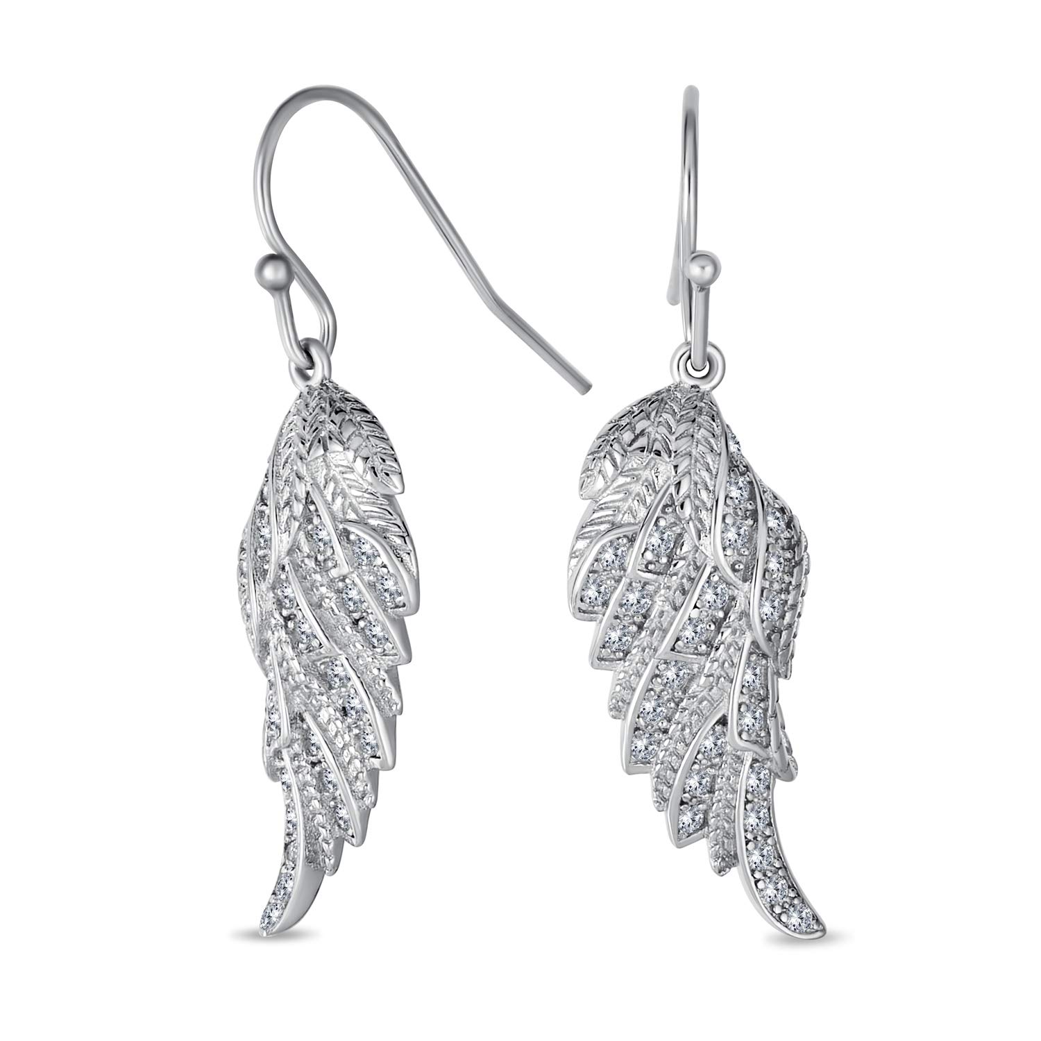 Heavenly Spiritual Symbol Cubic Zirconia Pave CZ Guardian Angel Wing Feather Lever Back Dangle Earrings Teen Sterling Silver French Wire Threader for срібний
Heavenly Spiritual Symbol Cubic Zirconia Pave CZ Guardian Angel Wing Feather Lever Back Dangle Earrings Teen Sterling Silver French Wire Threader for срібний