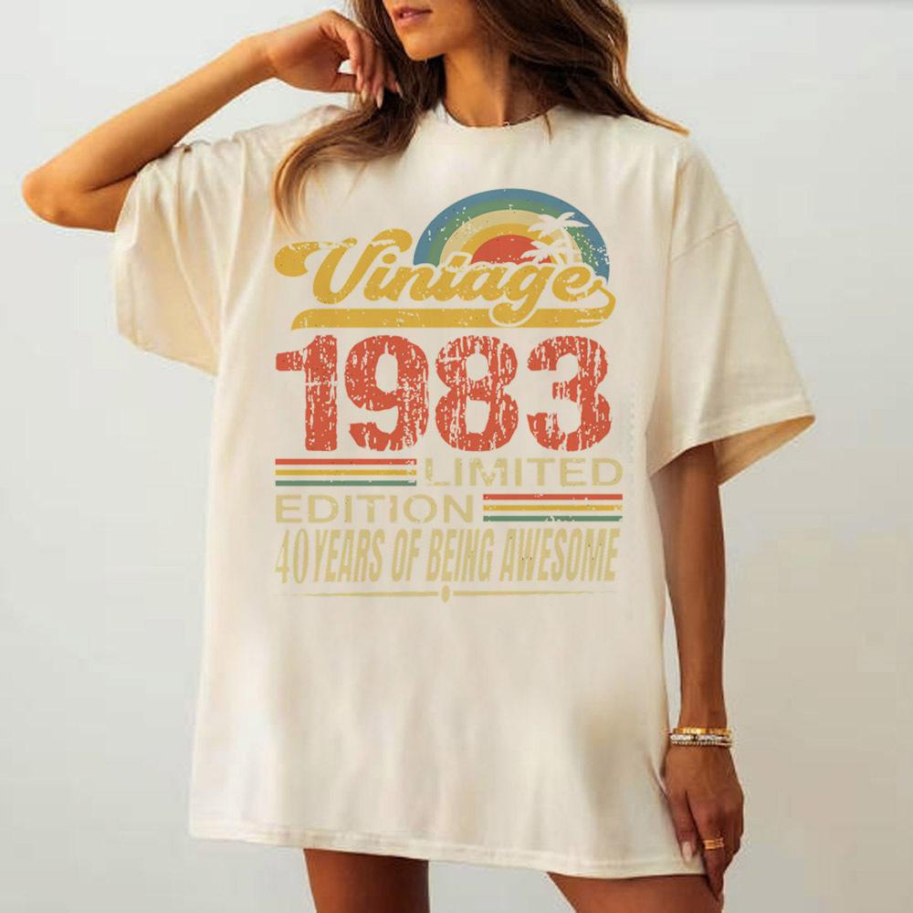 40 Ans 40th Years Birthday 1983 t shirt Women Classic University Vintage Breathable tshirt 2000s harajuku Retro Pastel Digital S
40 Ans 40th Years Birthday 1983 t shirt Women Classic University Vintage Breathable tshirt 2000s harajuku Retro Pastel Digital S