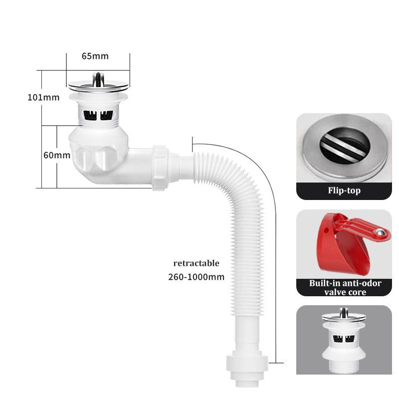 Дезодорирующий сливной патрубок для раковины Телескопический сливной шланг для умывальника Пружинный сливной клапан Горизонтальный сливной патрубок для ванной комнаты
Дезодорирующий сливной патрубок для раковины Телескопический сливной шланг для умывальника Пружинный сливной клапан Горизонтальный сливной патрубок для ванной комнаты