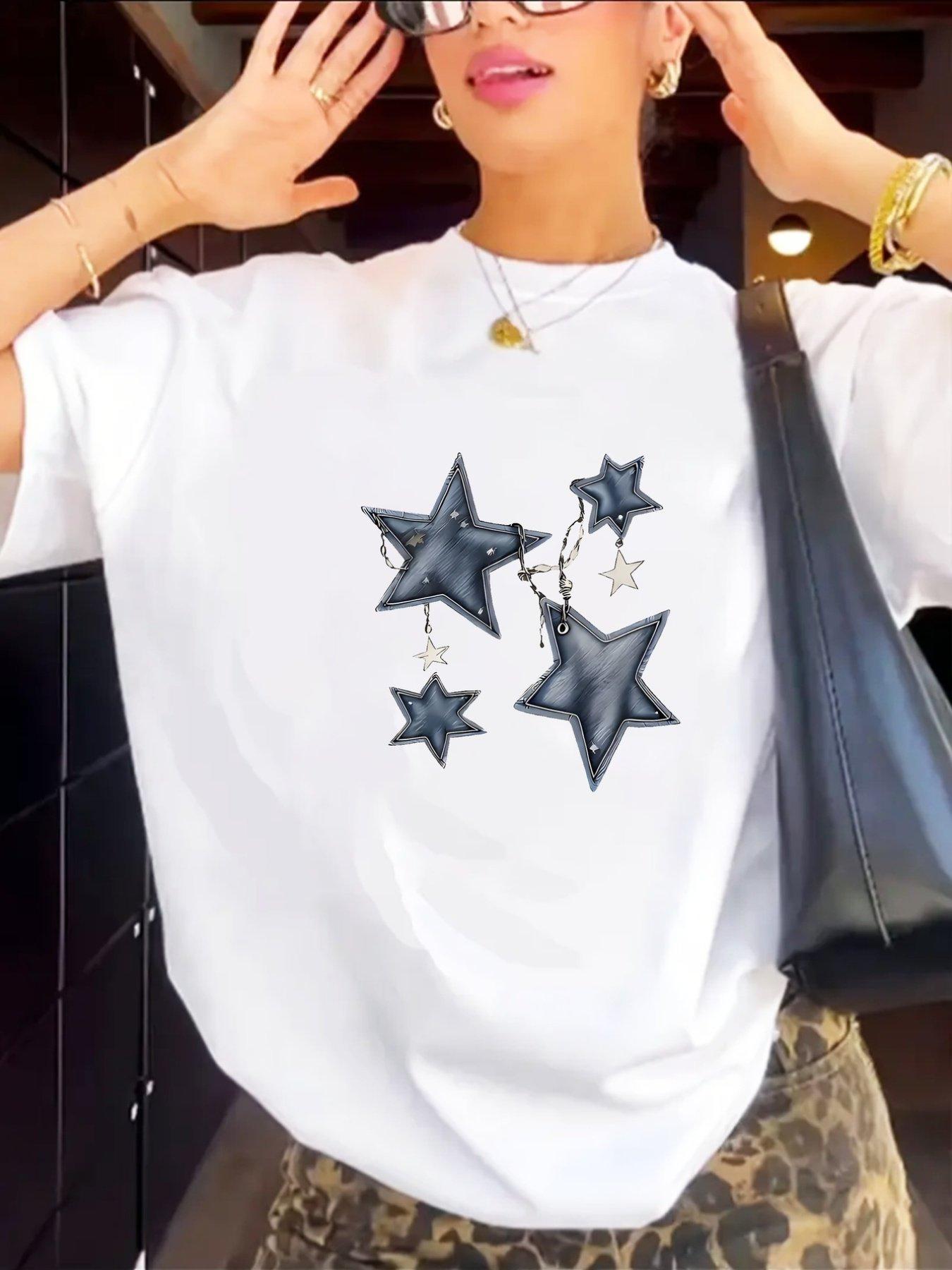 WomenS Casual Fit Short Sleeve Tshirt Metallic Print Breathable Round Neck Top Suitable Spring and Summer Aesthetic Clothes S
WomenS Casual Fit Short Sleeve Tshirt Metallic Print Breathable Round Neck Top Suitable Spring and Summer Aesthetic Clothes S
