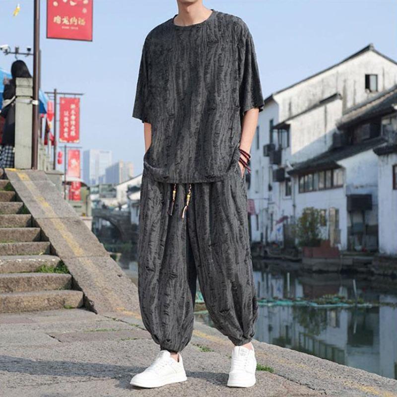 Chinese Style Hanfu Top Men s Summer Thin Short-sleeved Trousers Loose Trendy T-shirt Fashion One-piece/two-piece Set Preppy XXXL
Chinese Style Hanfu Top Men s Summer Thin Short-sleeved Trousers Loose Trendy T-shirt Fashion One-piece/two-piece Set Preppy XXXL