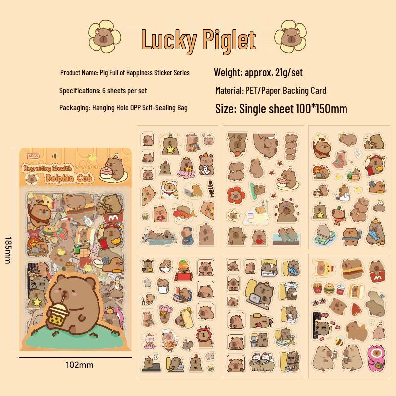 Capybara Series PET Waterproof Stickers for Scrapbooks and Diaries
Capybara Series PET Waterproof Stickers for Scrapbooks and Diaries