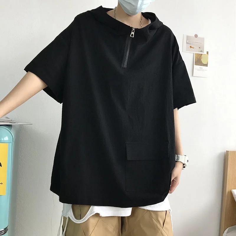 Summer Men s Vintage Short Sleeve Hooded T-Shirt Pocket Half Zip Cargo Tee Tops Solid Color Y2K Streetwear Pullover Tshirts S чорний
Summer Men s Vintage Short Sleeve Hooded T-Shirt Pocket Half Zip Cargo Tee Tops Solid Color Y2K Streetwear Pullover Tshirts S чорний