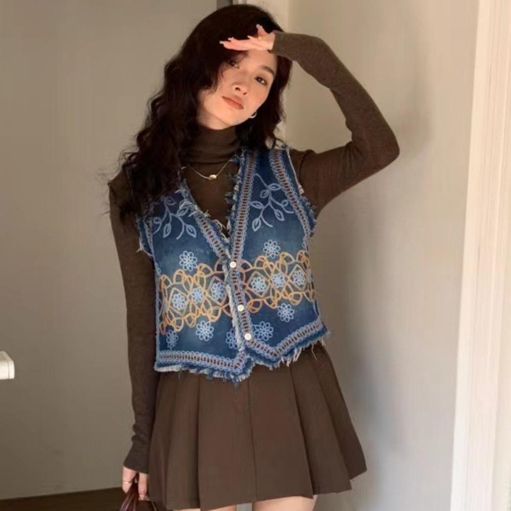 Button-up Waistcoat Women Sweet Cropped Sleeveless Vest Retro Short Jacket Coat Spring Summer синій
Button-up Waistcoat Women Sweet Cropped Sleeveless Vest Retro Short Jacket Coat Spring Summer синій