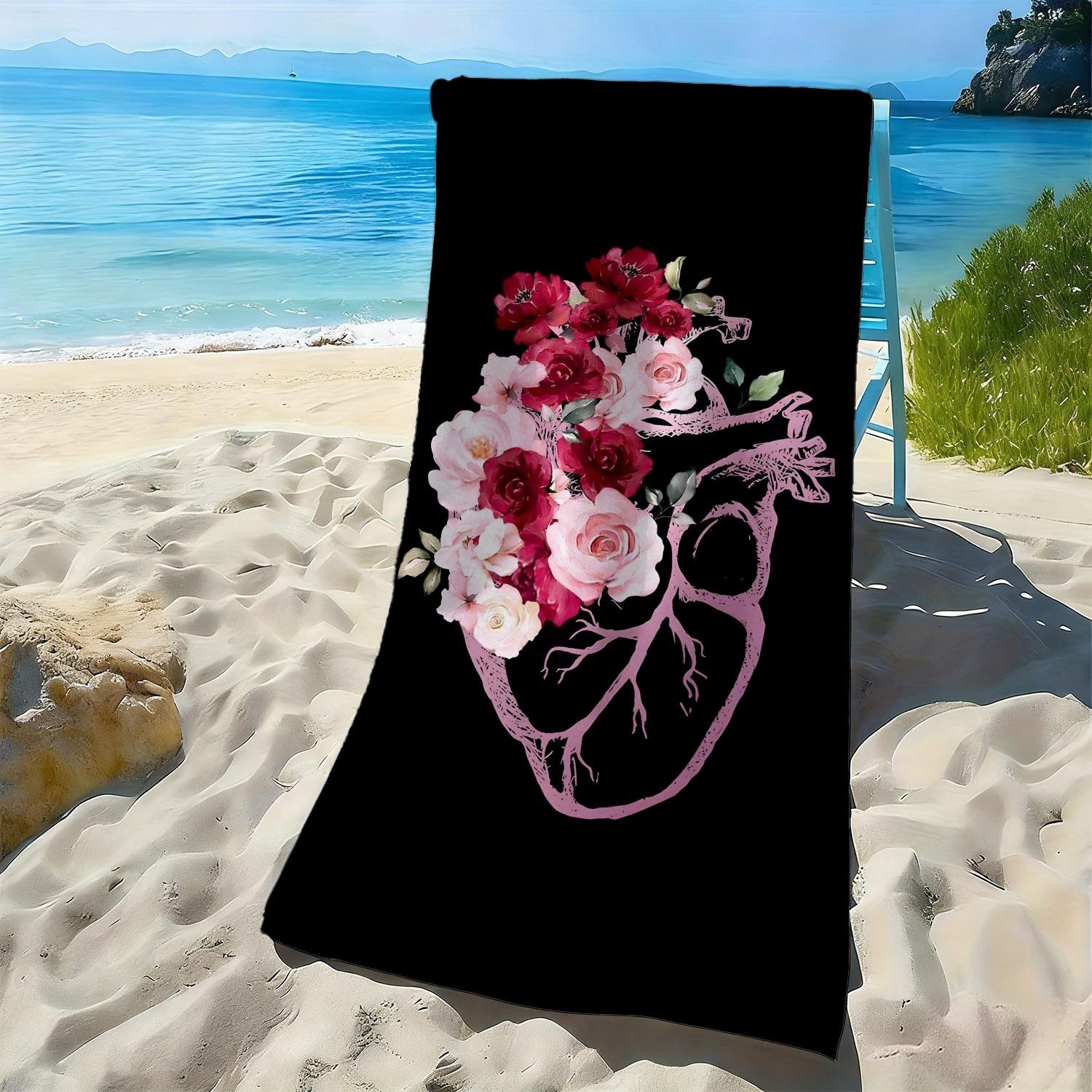 Elegant floral and heart pattern style polyester microfiber beach towel is highly absorbent, suitable for swimming beach outings W30*H60(CM)
Elegant floral and heart pattern style polyester microfiber beach towel is highly absorbent, suitable for swimming beach outings W30*H60(CM)