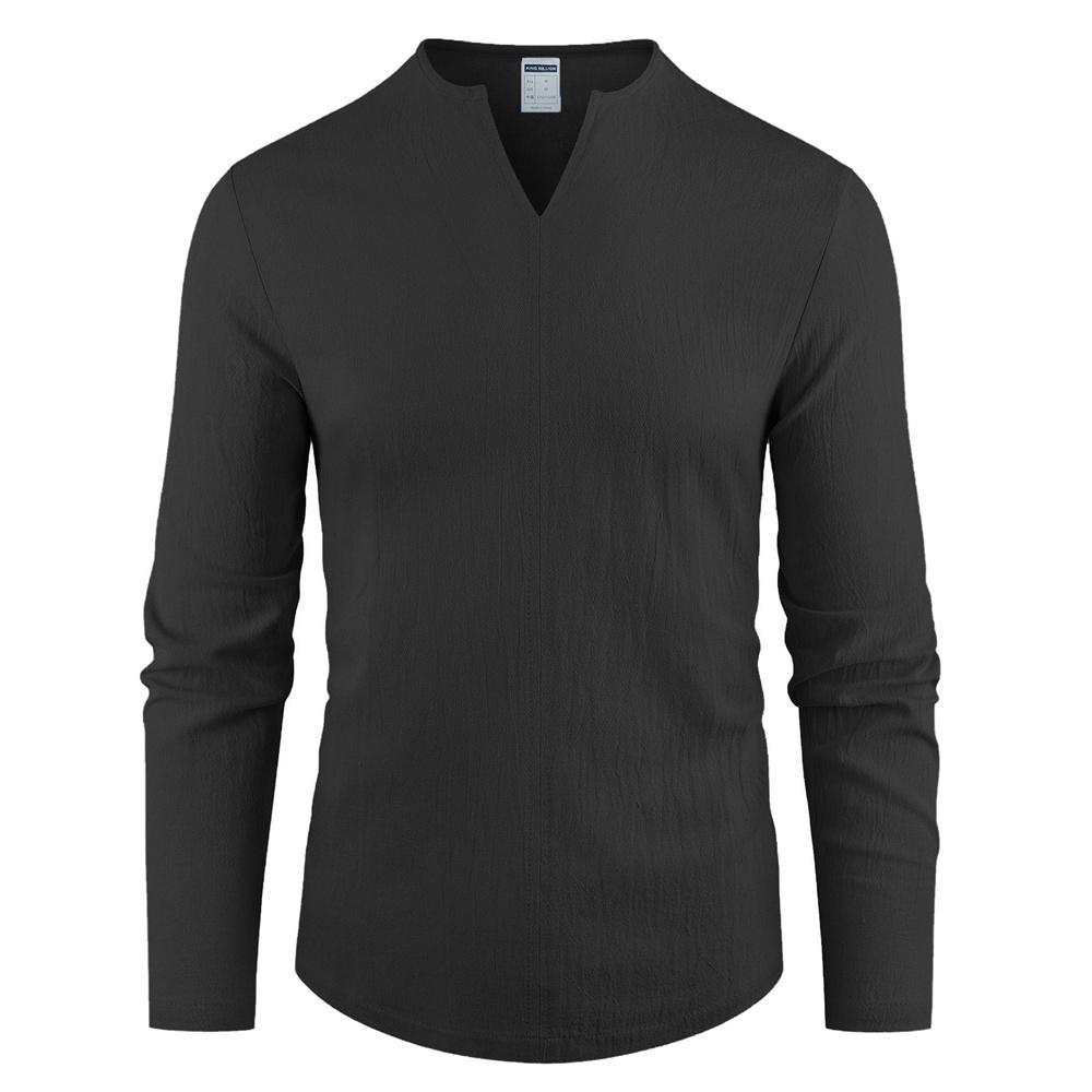 Мужская футболка из хлопка и льна с V-образным вырезом, с длинным рукавом, повседневная, однотонная, легкая, дышащая, уютная, модные мужские футболки XXXL чёрный
Мужская футболка из хлопка и льна с V-образным вырезом, с длинным рукавом, повседневная, однотонная, легкая, дышащая, уютная, модные мужские футболки XXXL чёрный