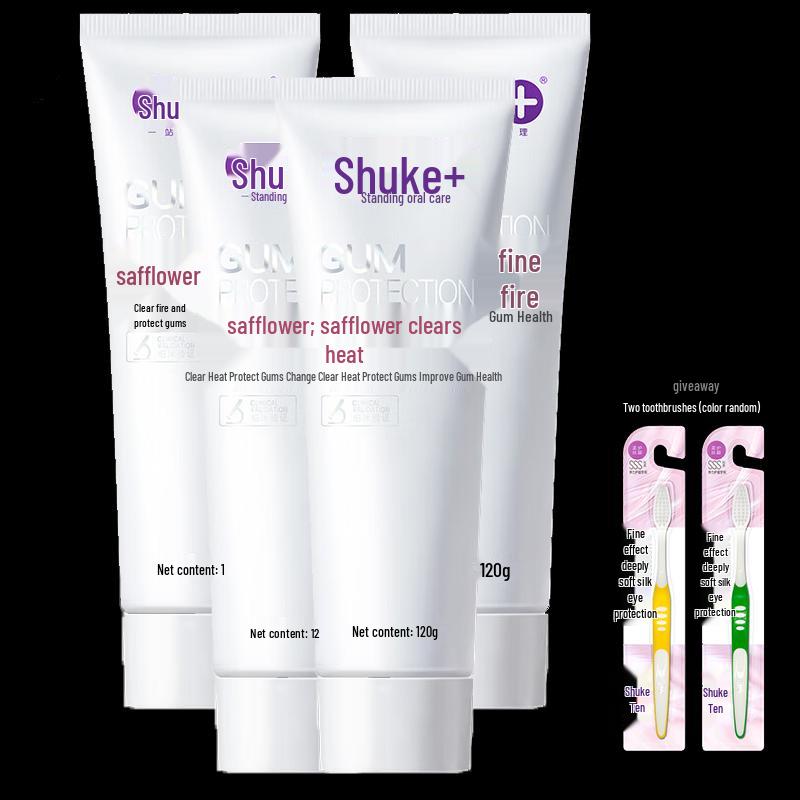Shuke Safflower Fire-Reducing Toothpaste with Mint, 4-Pack with 2 Free Toothbrushes
Shuke Safflower Fire-Reducing Toothpaste with Mint, 4-Pack with 2 Free Toothbrushes