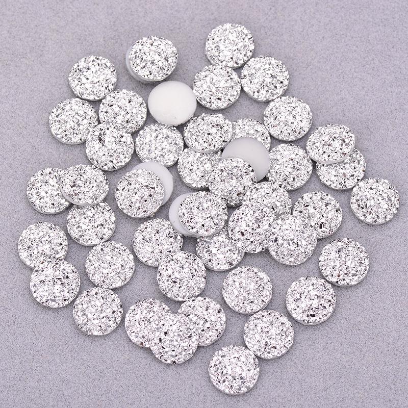 JUNAO 12 мм 50 шт. блестящие серебряные круглые стразы аппликация плоские смоляные камни хрустальные каменные наклейки не пришивные стразы для украшения серебряный