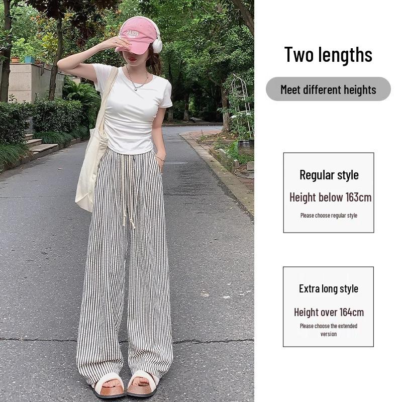 Women s High-Waisted Striped Wide-Leg Summer Pants - Petite, Loose, Slimming, Casual, Drapey. M (96-105 jin)
Women s High-Waisted Striped Wide-Leg Summer Pants - Petite, Loose, Slimming, Casual, Drapey. M (96-105 jin)