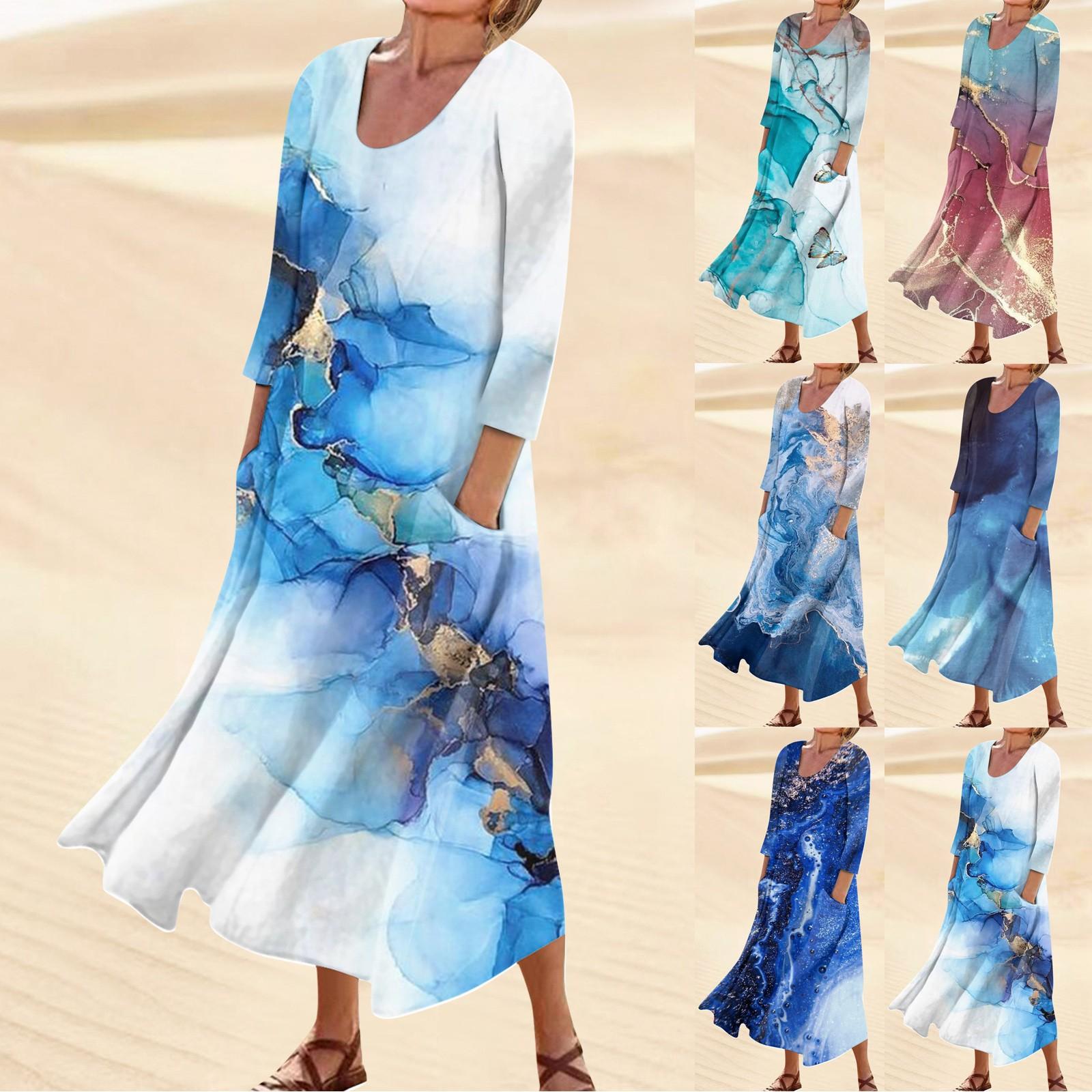 Летнее платье для женщин, повседневное удобное модное платье с карманом и рукавами 3/4 с принтом S тёмно-синий
Летнее платье для женщин, повседневное удобное модное платье с карманом и рукавами 3/4 с принтом S тёмно-синий