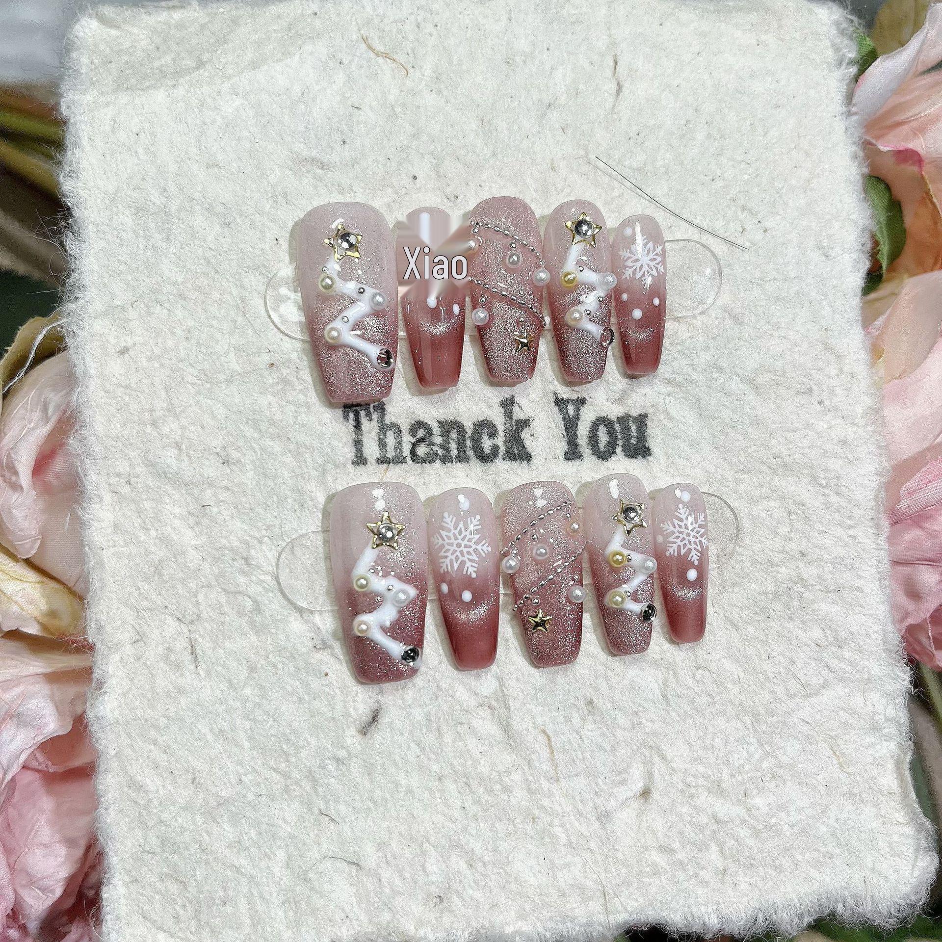 Handmade Transparent Christmas Tree Snowflake Nails – Removable French Style Extra Small
Handmade Transparent Christmas Tree Snowflake Nails – Removable French Style Extra Small