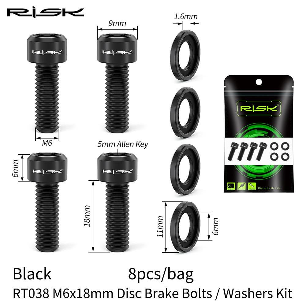 Risk M6X18 Bike Disc Brake Clamp Seat Fixing Bolts with Grooved Gaskets Titanium Bicycle Screw MTB Road Brake Fixed Bolt Spacer чорний
Risk M6X18 Bike Disc Brake Clamp Seat Fixing Bolts with Grooved Gaskets Titanium Bicycle Screw MTB Road Brake Fixed Bolt Spacer чорний