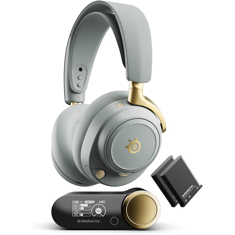 SteelSeries Arctis Nova Elite Wireless Gaming Headset Lightweight Active Noise Cancelling Hi-Fi Sound Sage & Gold
SteelSeries Arctis Nova Elite Wireless Gaming Headset Lightweight Active Noise Cancelling Hi-Fi Sound Sage & Gold