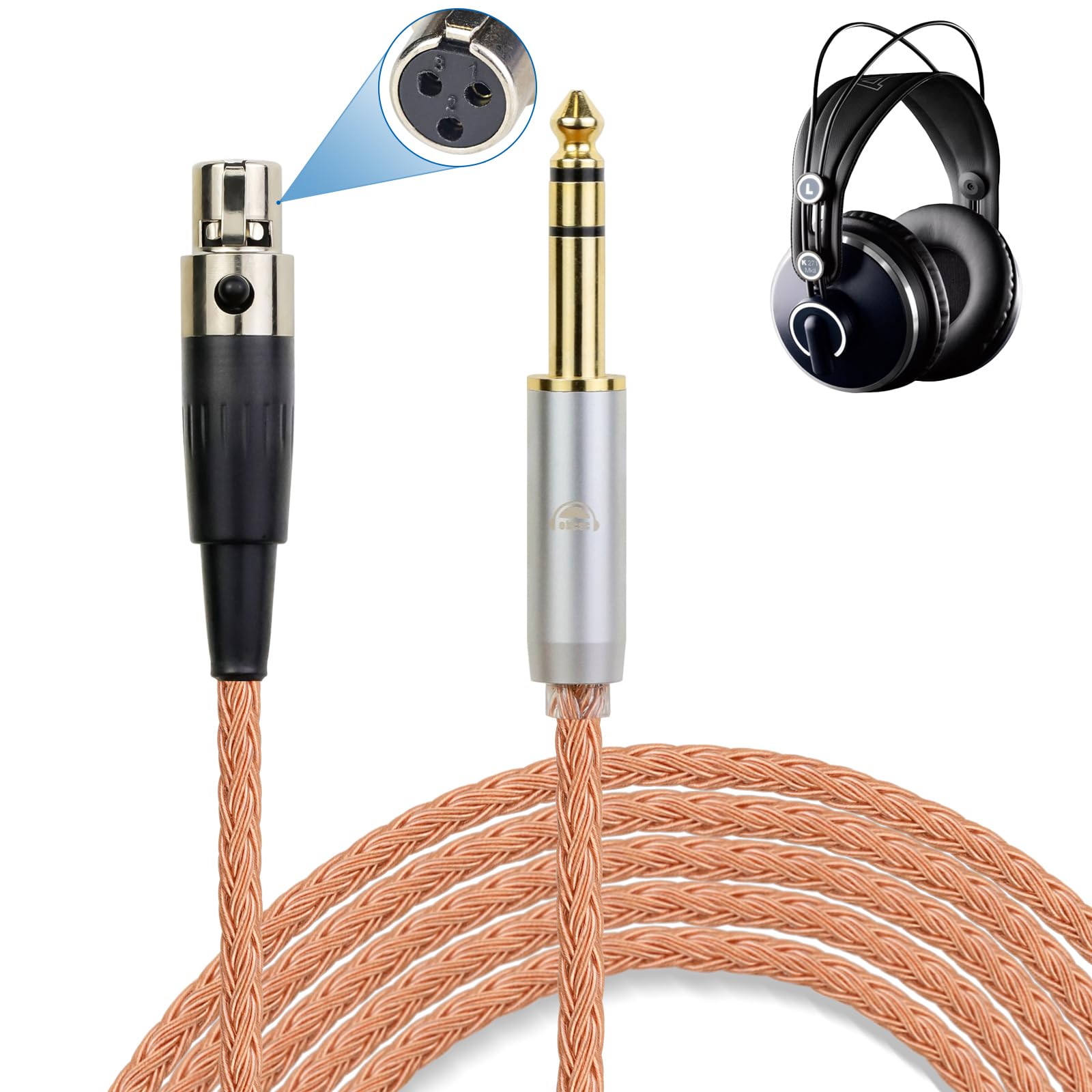 okcsc ZT16 Headphone Cable Q701 Connector Replacement Cable for 16 Core Pure Copper Compatible with K171 Length XLR-3Pin Earphones/Headphones K240S,
okcsc ZT16 Headphone Cable Q701 Connector Replacement Cable for 16 Core Pure Copper Compatible with K171 Length XLR-3Pin Earphones/Headphones K240S,