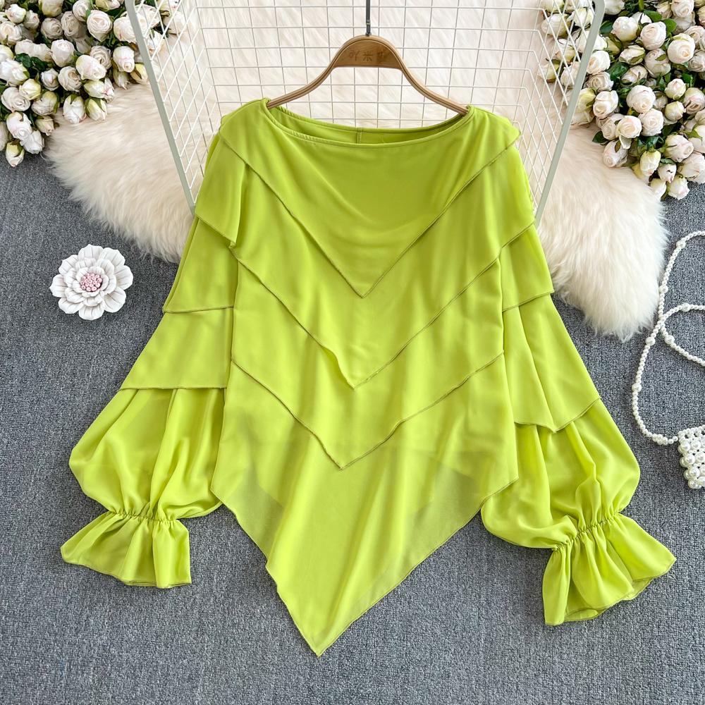 RUGOD 2022, весенняя французская свободная шифоновая рубашка с круглым вырезом и рукавами-трубой, французский нежный ветер, женская рубашка в западном стиле Top Tide
RUGOD 2022, весенняя французская свободная шифоновая рубашка с круглым вырезом и рукавами-трубой, французский нежный ветер, женская рубашка в западном стиле Top Tide