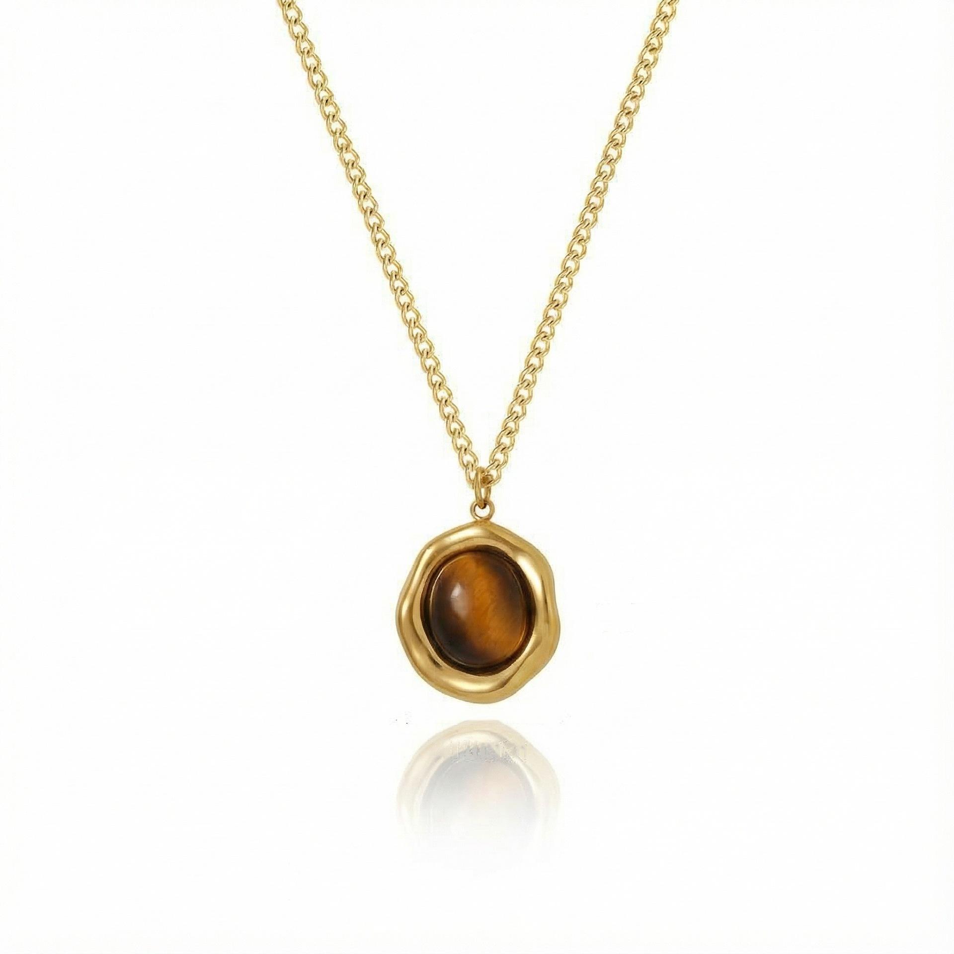 Geometric Amber Stone Pendant Special-Shaped Oval Stone Necklace Vacuum Plating 18K
Geometric Amber Stone Pendant Special-Shaped Oval Stone Necklace Vacuum Plating 18K
