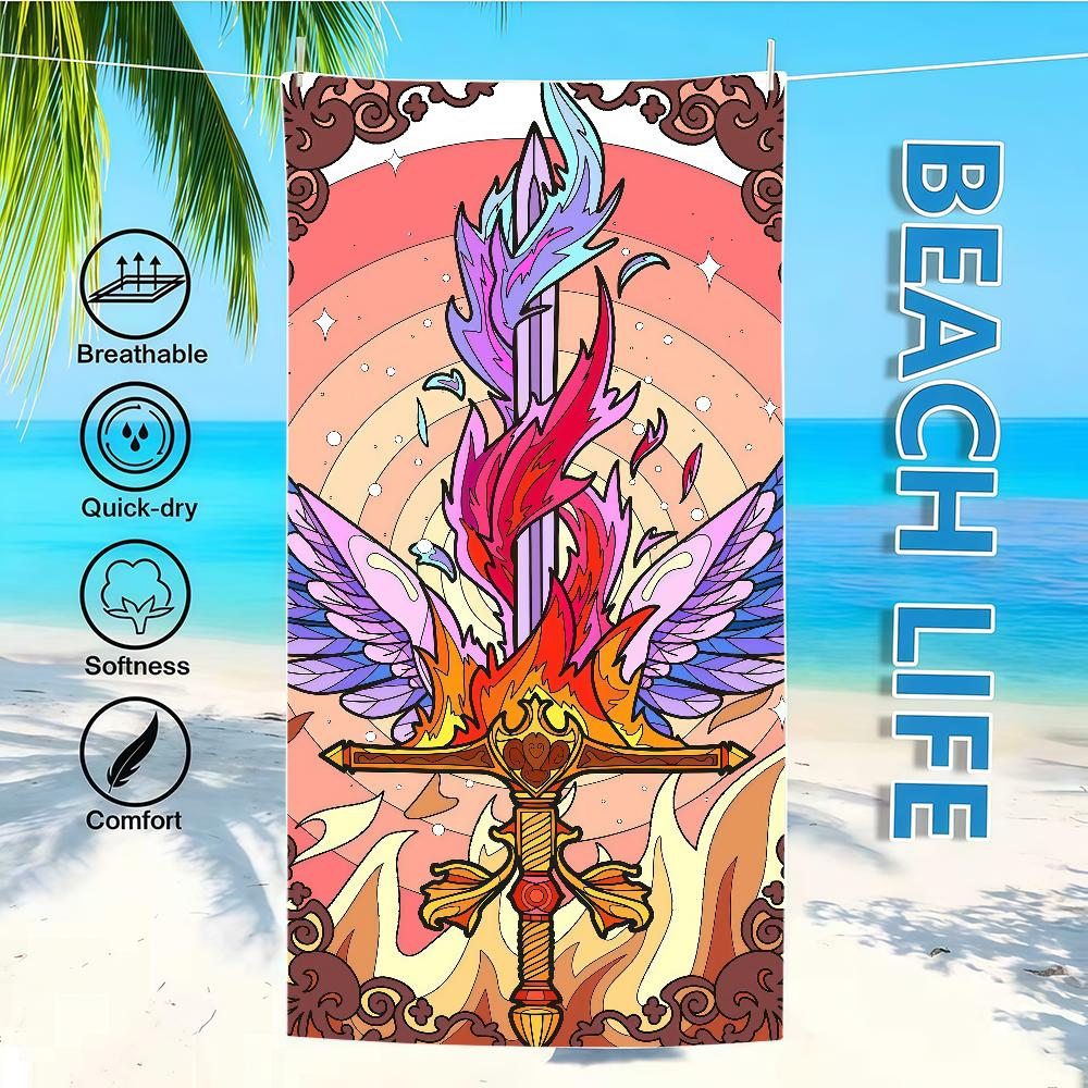 Towel Textile Bathrobe Beach Sword Winged Quick-Drying Lightweight Coloring Portable Camping Swim Pool Travel W30*H60(CM)
Towel Textile Bathrobe Beach Sword Winged Quick-Drying Lightweight Coloring Portable Camping Swim Pool Travel W30*H60(CM)