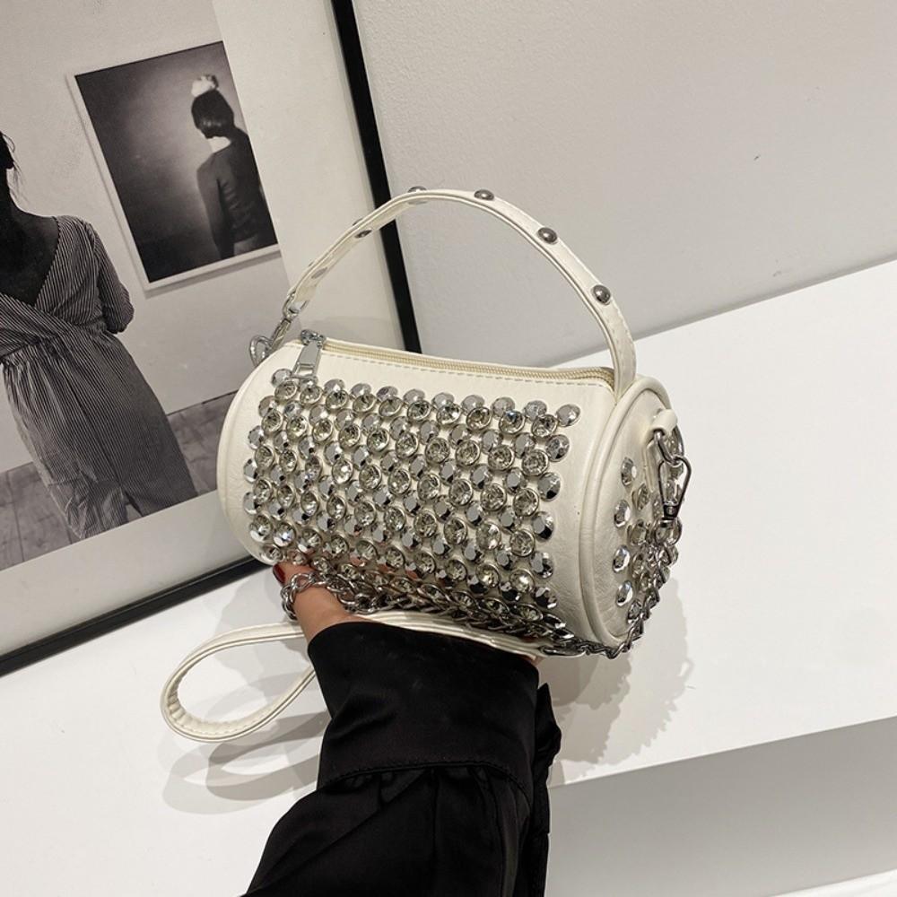 Trendy Elegant Rhinestone Evening Bag Chic Metal Rivet Studded Crossbody Bag Multifunctional Chain Cylindrical Handbag Wedding білий
Trendy Elegant Rhinestone Evening Bag Chic Metal Rivet Studded Crossbody Bag Multifunctional Chain Cylindrical Handbag Wedding білий