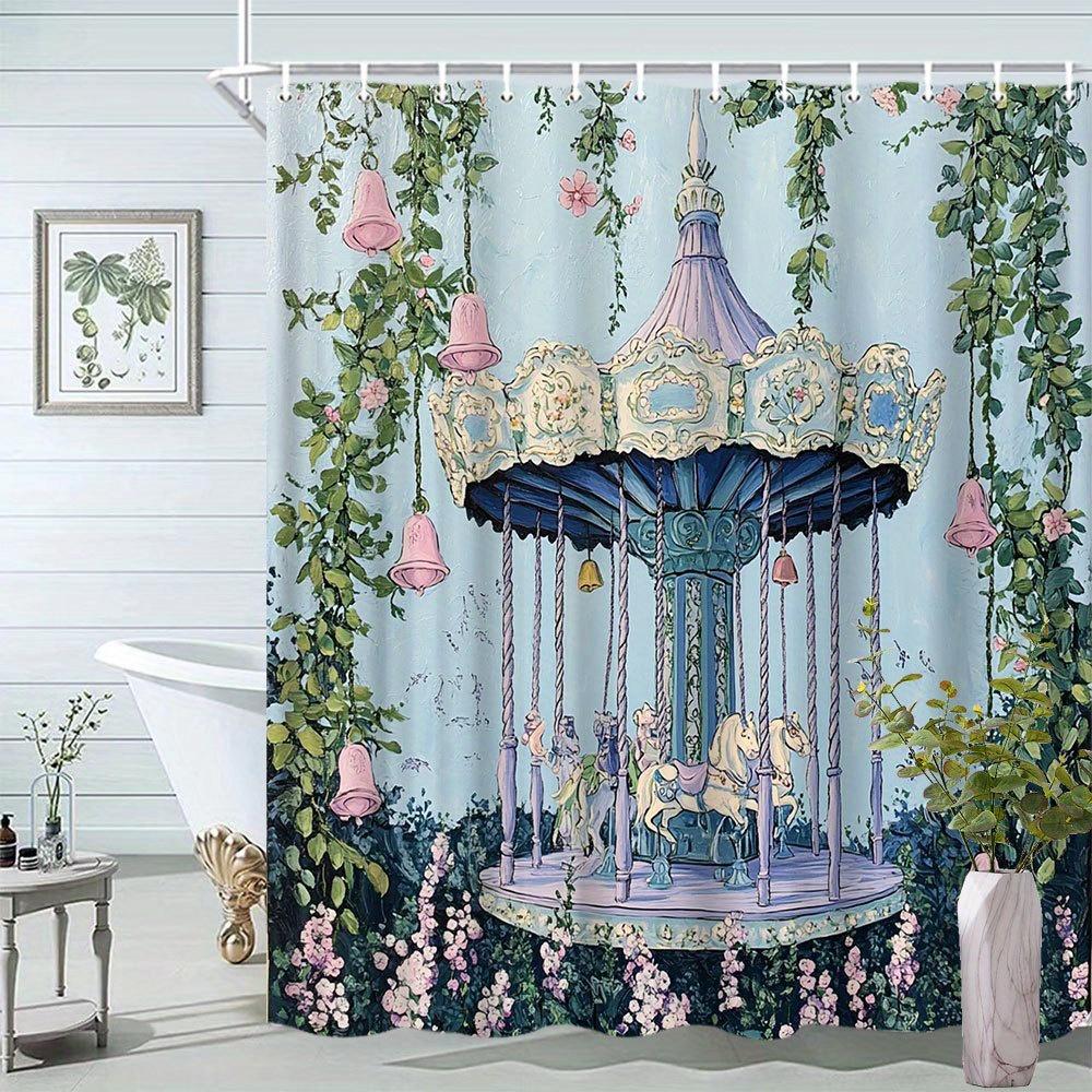 1Pc Carousel Theme Shower Curtain, Fantasy Landscape Medieval Style, Bathroom Decor Polyester Fabric With 12 Hooks W60H190(CM)-1 Pcs
1Pc Carousel Theme Shower Curtain, Fantasy Landscape Medieval Style, Bathroom Decor Polyester Fabric With 12 Hooks W60H190(CM)-1 Pcs