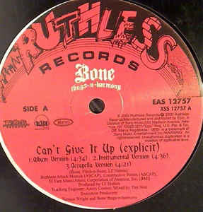 12inch Record BONE THUGS-N-HARMONY - Can t Give It Up EAS12757 Ruthless Record 2000 US Rap & Hip-Hop/R&B Used
12inch Record BONE THUGS-N-HARMONY - Can t Give It Up EAS12757 Ruthless Record 2000 US Rap & Hip-Hop/R&B Used