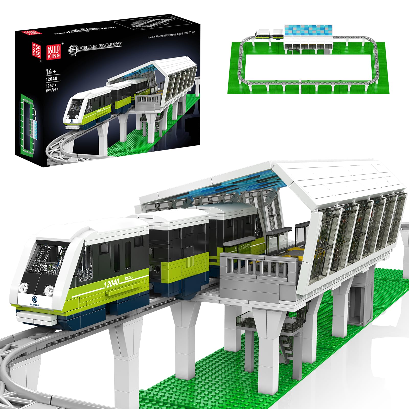 Mould King 12040 Italian Marconi Express Light Rail Train Model Building Block Remote Control and App Dual Diesel Locomotive Train Model for Kids Kit,
Mould King 12040 Italian Marconi Express Light Rail Train Model Building Block Remote Control and App Dual Diesel Locomotive Train Model for Kids Kit,