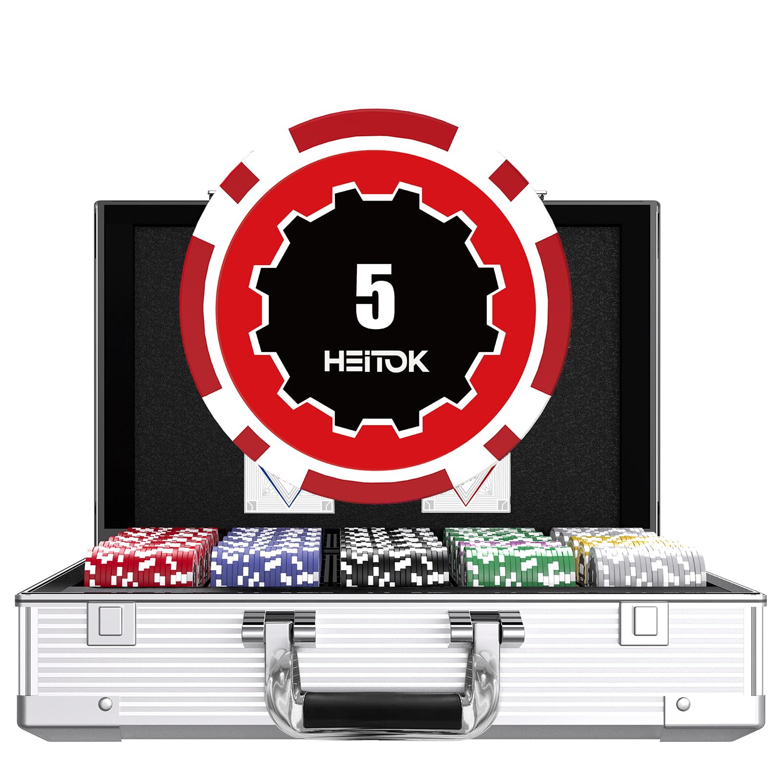 HEITOK Poker Chips Poker Set 1000 Pieces Casino Chips Numbered Aluminum Case Texas 2 Sets of Playing Cards 11.5g Hold em чорний
HEITOK Poker Chips Poker Set 1000 Pieces Casino Chips Numbered Aluminum Case Texas 2 Sets of Playing Cards 11.5g Hold em чорний