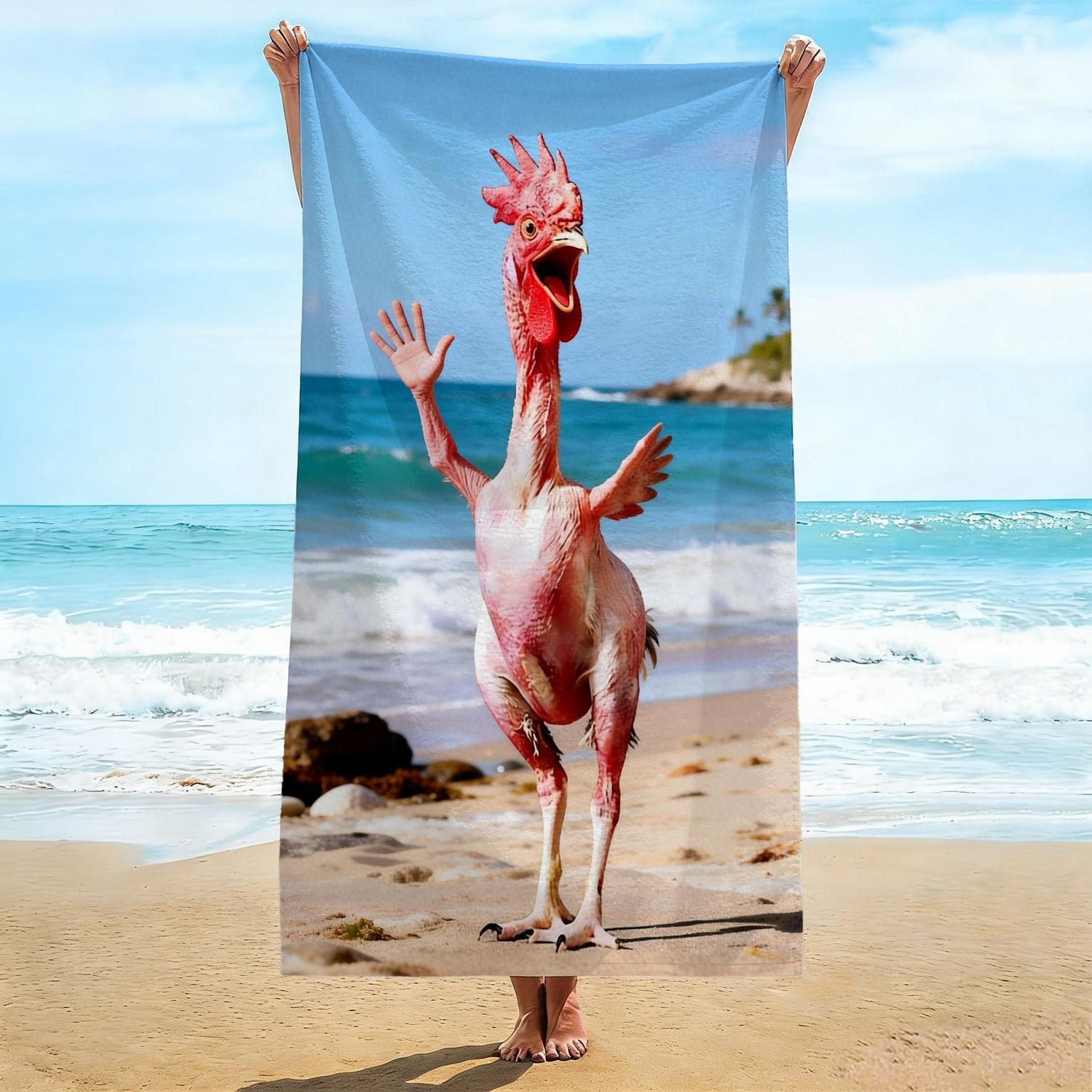 Funny Naked Chicken Beach Towel, Waving Featherless Chicken Print Oversized Bath Towel, Soft Quick Dry Humorous Beach Blanket W40*H60(CM)
Funny Naked Chicken Beach Towel, Waving Featherless Chicken Print Oversized Bath Towel, Soft Quick Dry Humorous Beach Blanket W40*H60(CM)