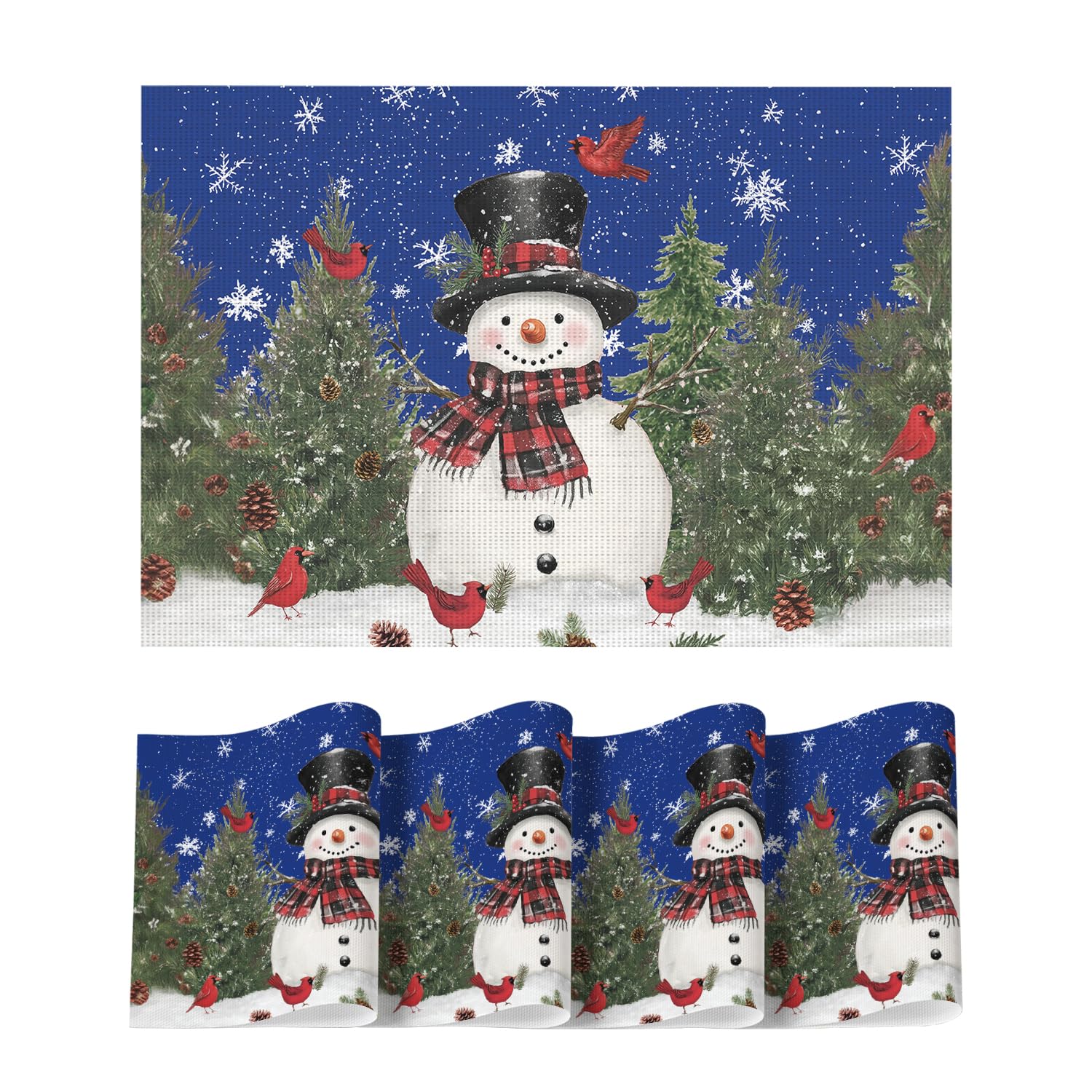 Snowman Trees Winter Floral Vinyl Placemats Set of 4, Wipeable Red Christmas PVC Woven Table Mats for Party Kitchen Dining Decor, 12x18 Inch 12 x 18 , Rectangular Set of 4
Snowman Trees Winter Floral Vinyl Placemats Set of 4, Wipeable Red Christmas PVC Woven Table Mats for Party Kitchen Dining Decor, 12x18 Inch 12 x 18 , Rectangular Set of 4