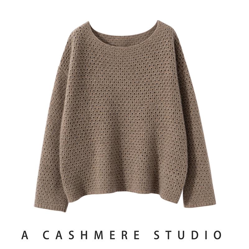 Solid Color Cashmere Hollowed-Out Retro Round Neck Long Sleeve Sweater - Autumn Winter Versatile Loose Knitwear One Size
Solid Color Cashmere Hollowed-Out Retro Round Neck Long Sleeve Sweater - Autumn Winter Versatile Loose Knitwear One Size