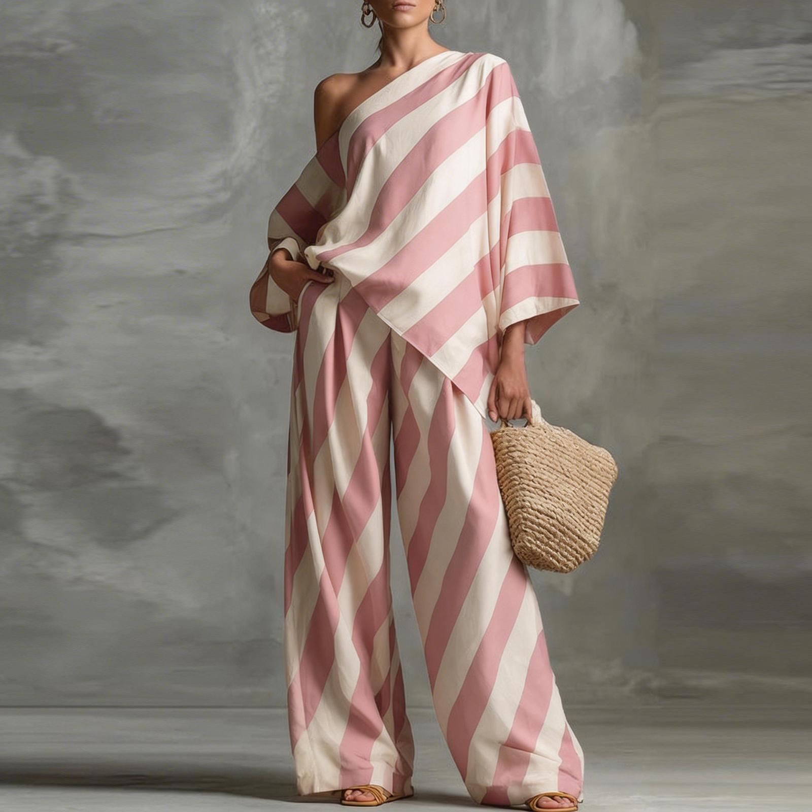 Women s Vintage Striped Print Fashion Top and Wide Leg Pants Set Casual Loose Fit Two Piece Outfit for Daily Wear and Leisure XL рожевий
Women s Vintage Striped Print Fashion Top and Wide Leg Pants Set Casual Loose Fit Two Piece Outfit for Daily Wear and Leisure XL рожевий