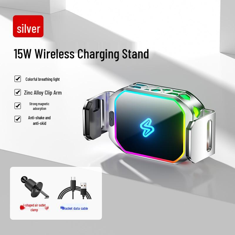15W Magnetic Wireless Car Charger & Holder with Induction Clip and 7-Color LED Air Vent Mount
15W Magnetic Wireless Car Charger & Holder with Induction Clip and 7-Color LED Air Vent Mount