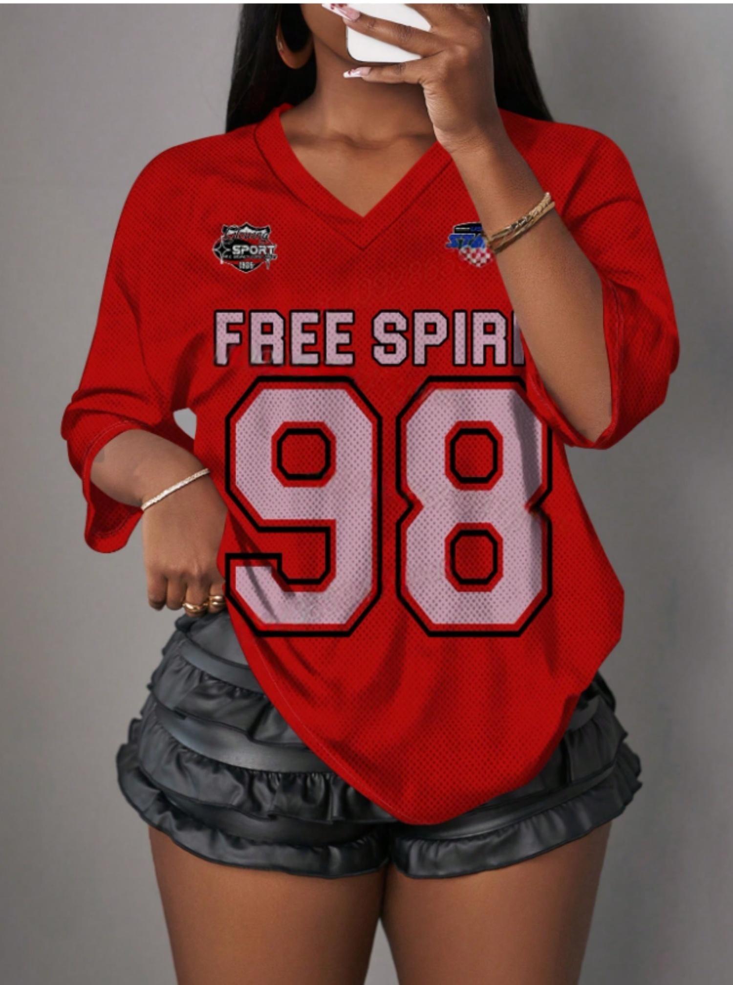 Stylish color-blocked letter T-shirt, striped V-neck T-shirt, summer short-sleeved loose sports top XXS
Stylish color-blocked letter T-shirt, striped V-neck T-shirt, summer short-sleeved loose sports top XXS