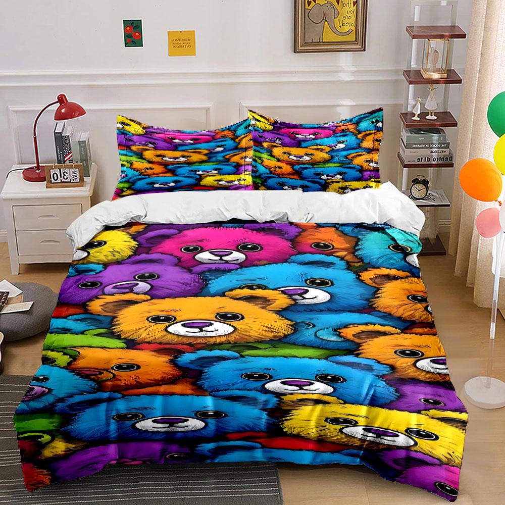 Colorful cartoon bear faces. Bedding sets Duvet cover sets Duvet covers Pillowcases(1 * Duvet Cover 2 * Pillowcases, without duvet insert) 135x200cm
Colorful cartoon bear faces. Bedding sets Duvet cover sets Duvet covers Pillowcases(1 * Duvet Cover 2 * Pillowcases, without duvet insert) 135x200cm