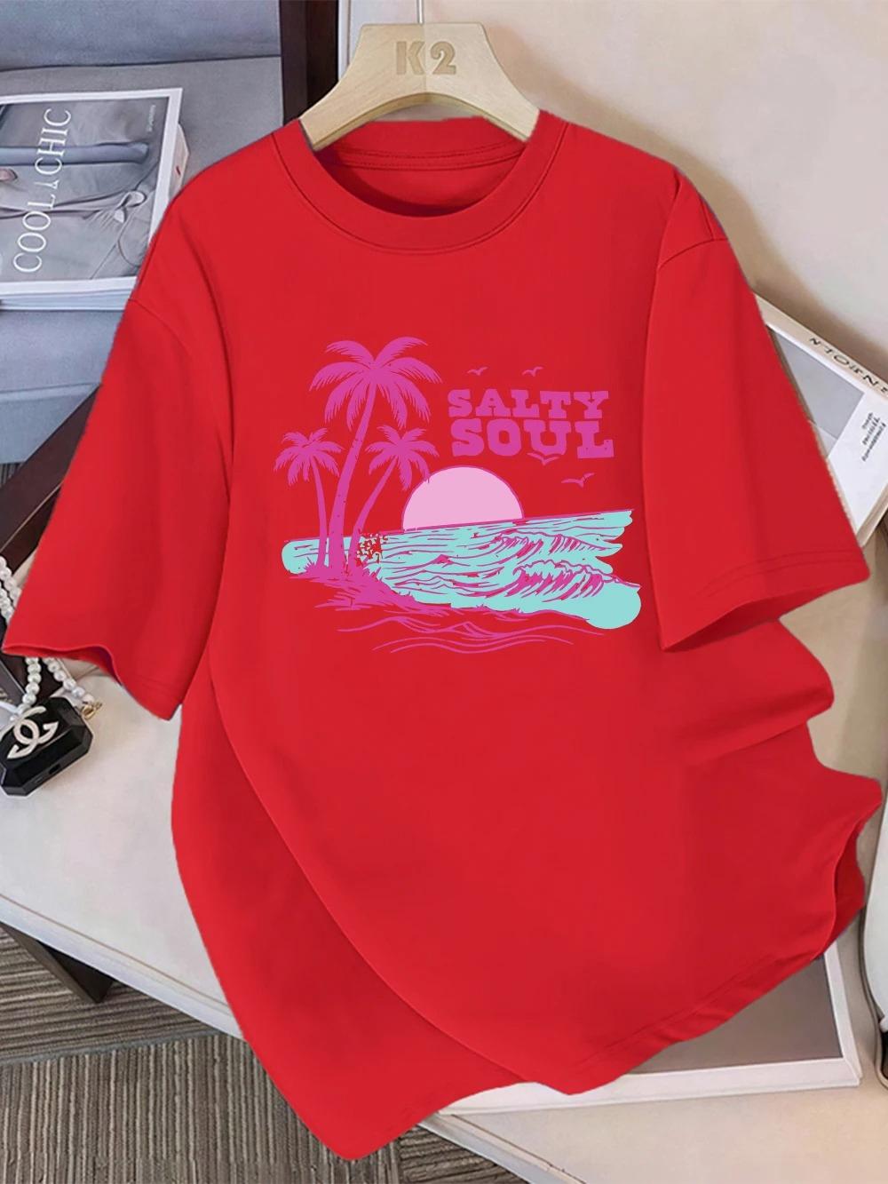 2026 Women TShirt Summer Salty Soul Waves Beach Coconut Trees Prints T Shirt Soft Loose RoundNeck Tops Casual Women Clothes S
2026 Women TShirt Summer Salty Soul Waves Beach Coconut Trees Prints T Shirt Soft Loose RoundNeck Tops Casual Women Clothes S