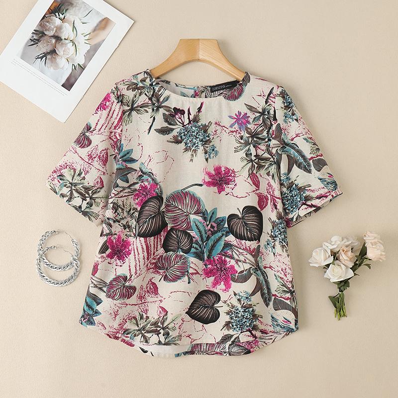 ZANZEA Женские повседневные хлопковые футболки с коротким рукавом и цветочным принтом, с круглым вырезом 4XL темно-розовый
ZANZEA Женские повседневные хлопковые футболки с коротким рукавом и цветочным принтом, с круглым вырезом 4XL темно-розовый