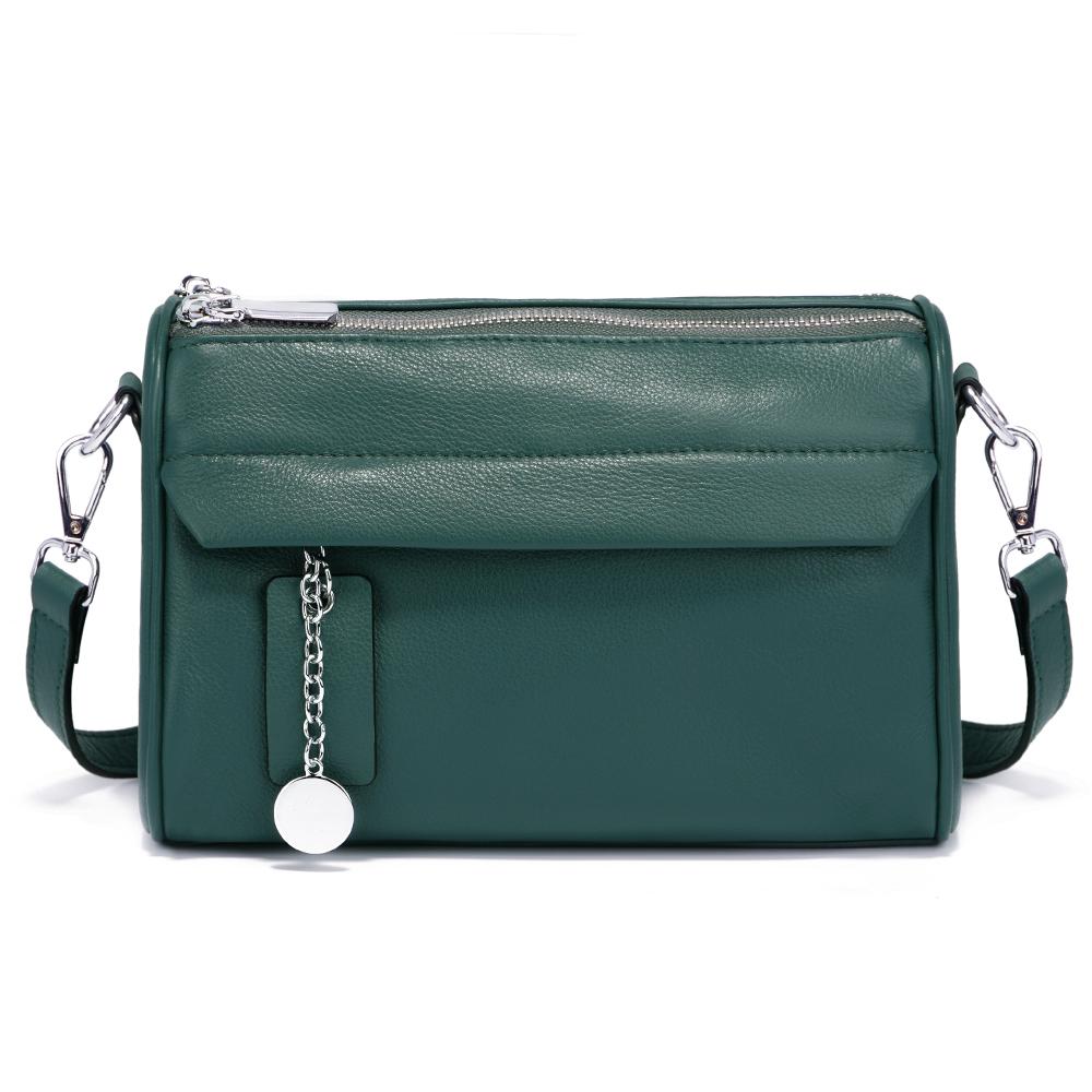Zency мягкая кожаная повседневная сумка через плечо для женщин с двумя карманами на молнии маленькая летняя сумка через плечо зелёный