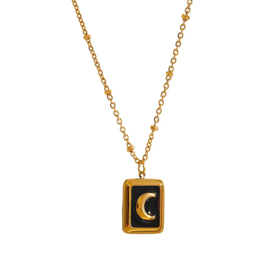Yhpup Stainless Steel Enamel Moon Pendant Necklace Jewelry Stylish Metal Square Temperament Collar Anniversary Gift Waterproof
Yhpup Stainless Steel Enamel Moon Pendant Necklace Jewelry Stylish Metal Square Temperament Collar Anniversary Gift Waterproof