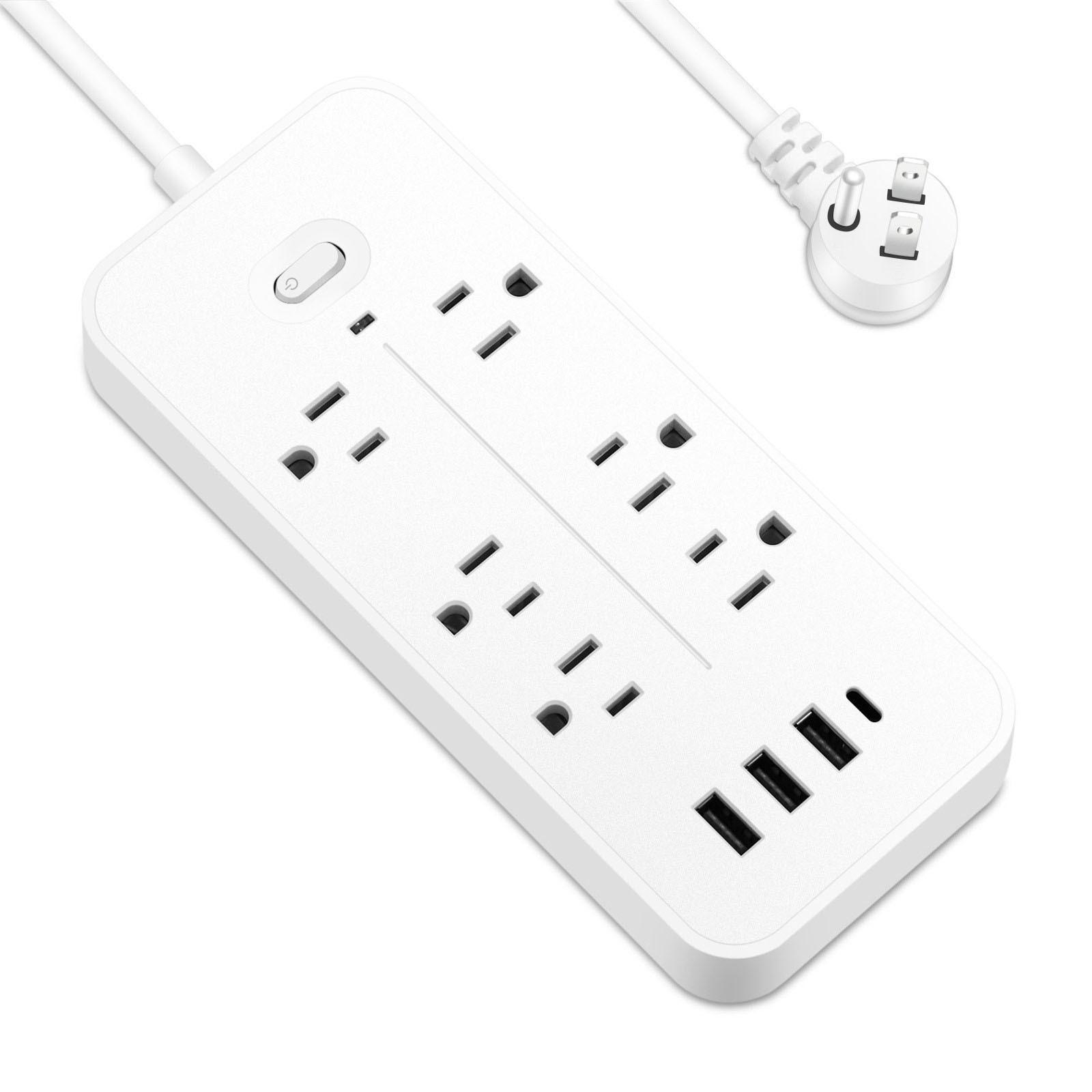 Подовжувач із мережевим фільтром, подовжувач із 6 розетками та 3 портами USB і 1 портом USB-C One Size
Подовжувач із мережевим фільтром, подовжувач із 6 розетками та 3 портами USB і 1 портом USB-C One Size