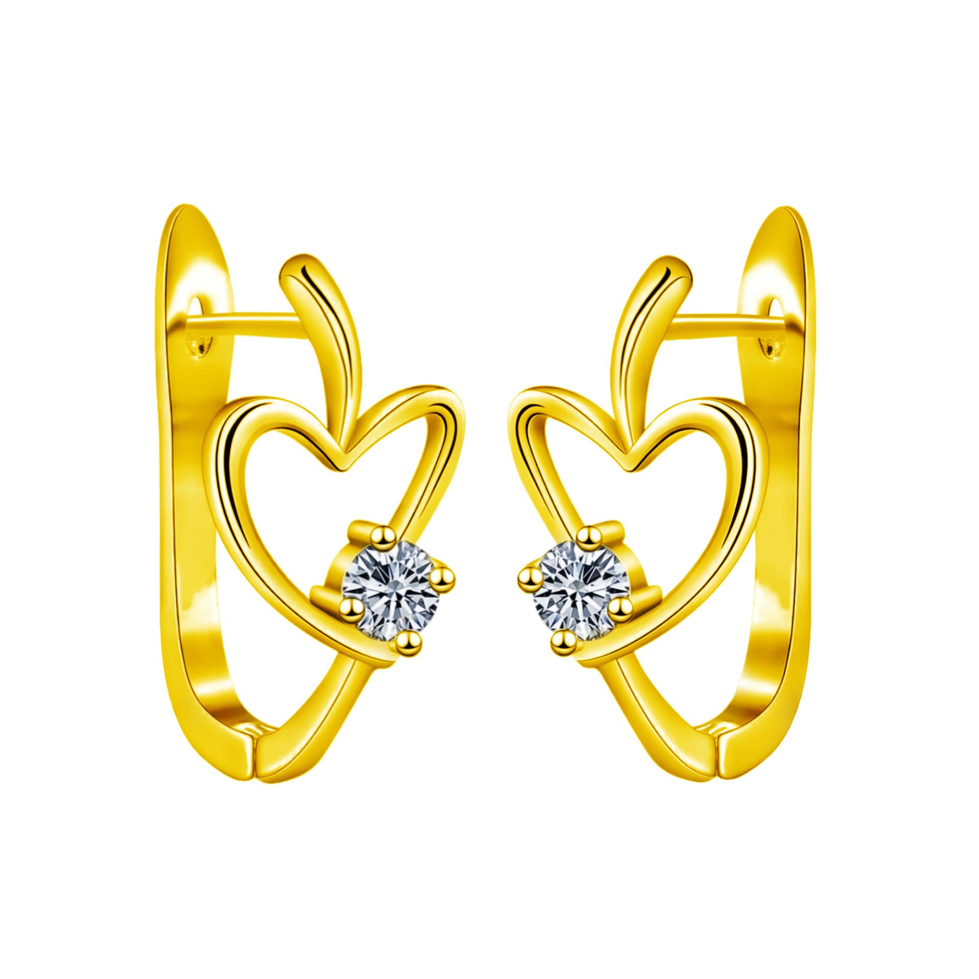 Yihua Fashion Symmetric Heart Earrings with AAA Zircon, Peach Heart Shape.
Yihua Fashion Symmetric Heart Earrings with AAA Zircon, Peach Heart Shape.