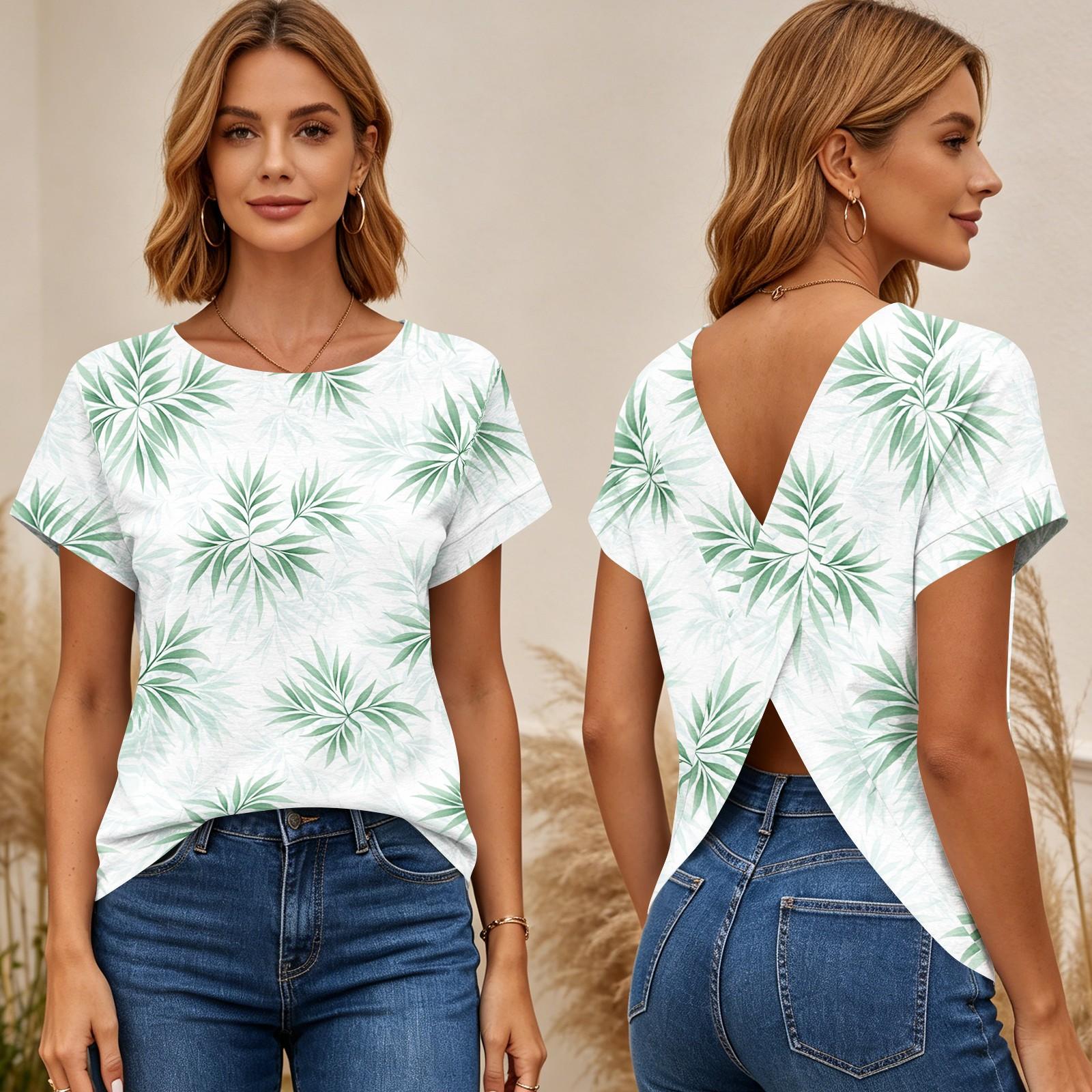 Women s Short Sleeve Floral Print Cross Back T Shirt Top Summer Casual Lightweight Blouse with Open Back Design XXL
Women s Short Sleeve Floral Print Cross Back T Shirt Top Summer Casual Lightweight Blouse with Open Back Design XXL