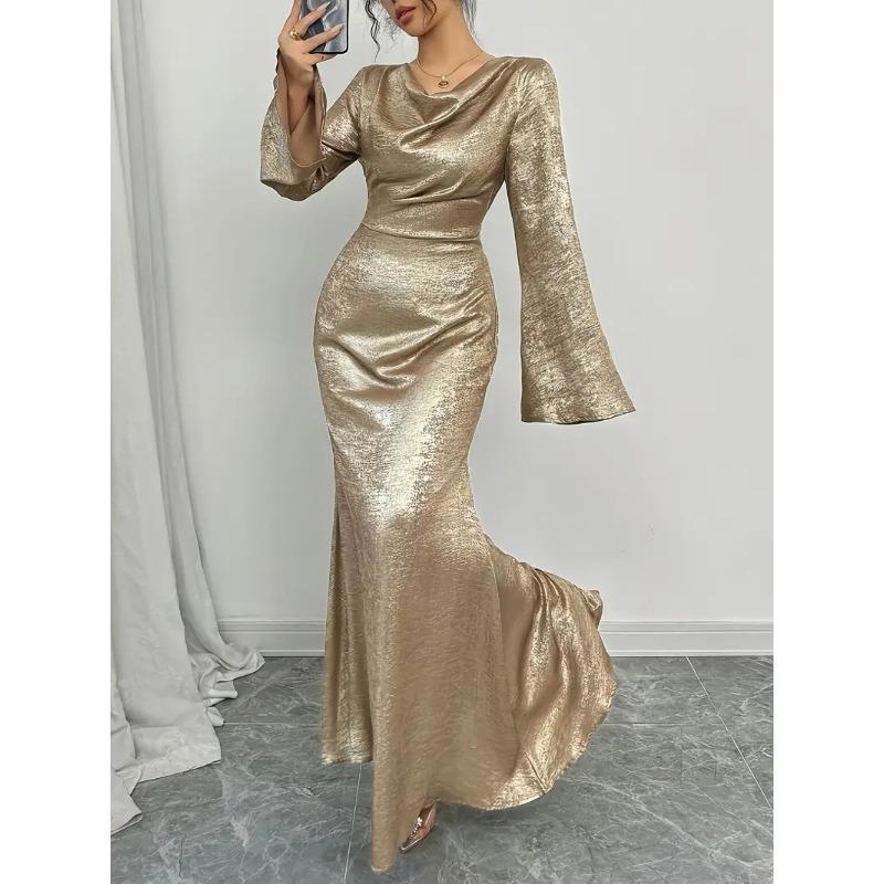 Женское сексуальное платье с длинными рукавами и вырезом-рыбьим хвостом M золотой
Женское сексуальное платье с длинными рукавами и вырезом-рыбьим хвостом M золотой