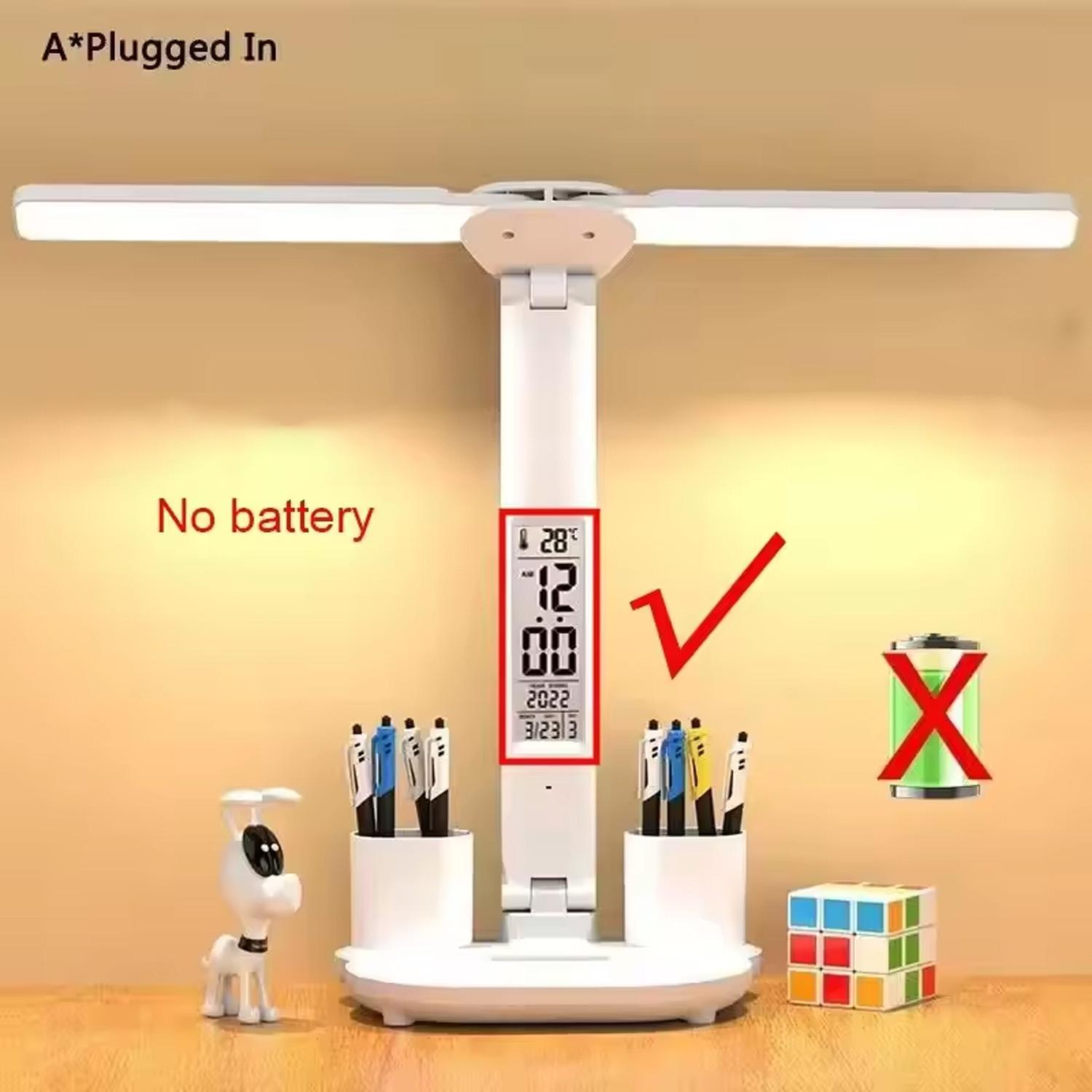 LED Table Lamp USB Chargeable Dimmable Clock Desk Lamps 2 Heads 180 Rotate Foldable Eye Protection Desktop Reading Night Lights
LED Table Lamp USB Chargeable Dimmable Clock Desk Lamps 2 Heads 180 Rotate Foldable Eye Protection Desktop Reading Night Lights
