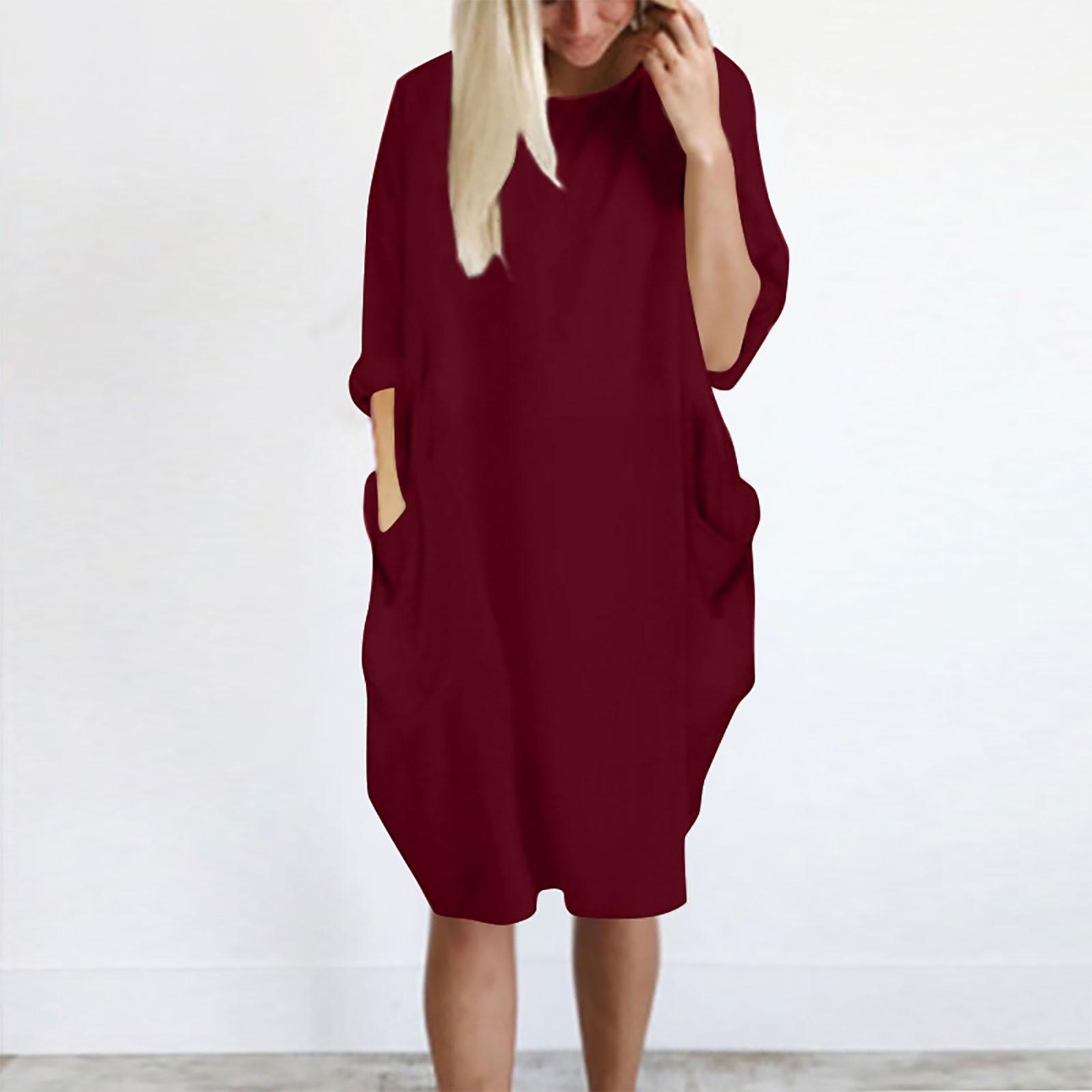 Womens Color Fashion Pocket Loose Casual Dresses M винний
Womens Color Fashion Pocket Loose Casual Dresses M винний