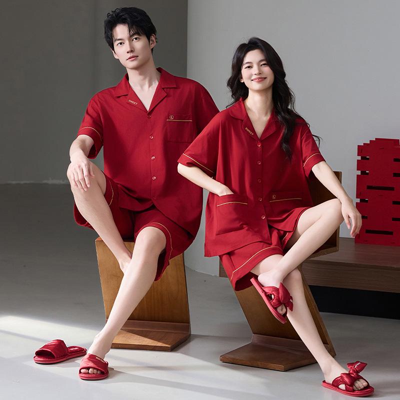 Couple s Summer Red Pajama Set: Short Sleeve Lapel Cardigan & Shorts, Plus Size, Stand-Up Collar, Cool Cotton Homewear Women s XL
Couple s Summer Red Pajama Set: Short Sleeve Lapel Cardigan & Shorts, Plus Size, Stand-Up Collar, Cool Cotton Homewear Women s XL