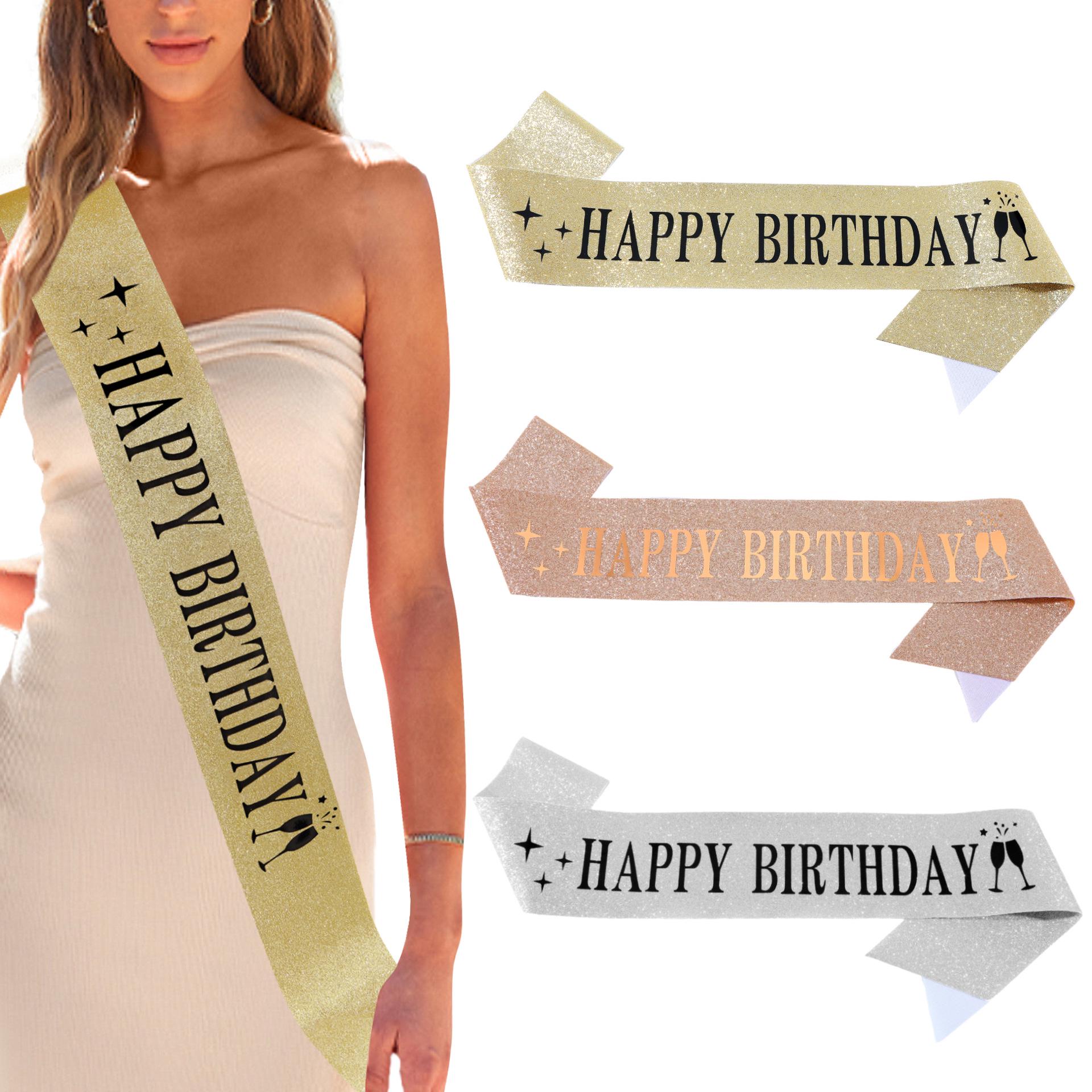 European & American Glitter Fabric Birthday Party Dress-Up Sash - Happy Birthday One Size
European & American Glitter Fabric Birthday Party Dress-Up Sash - Happy Birthday One Size